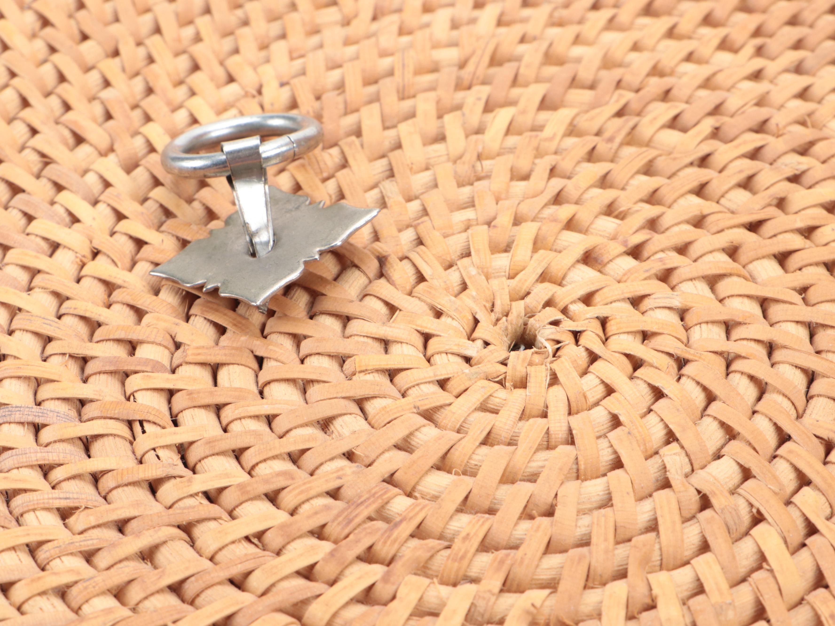 Chinese Export Style Porcelain Rose Canton Teapot in Basket