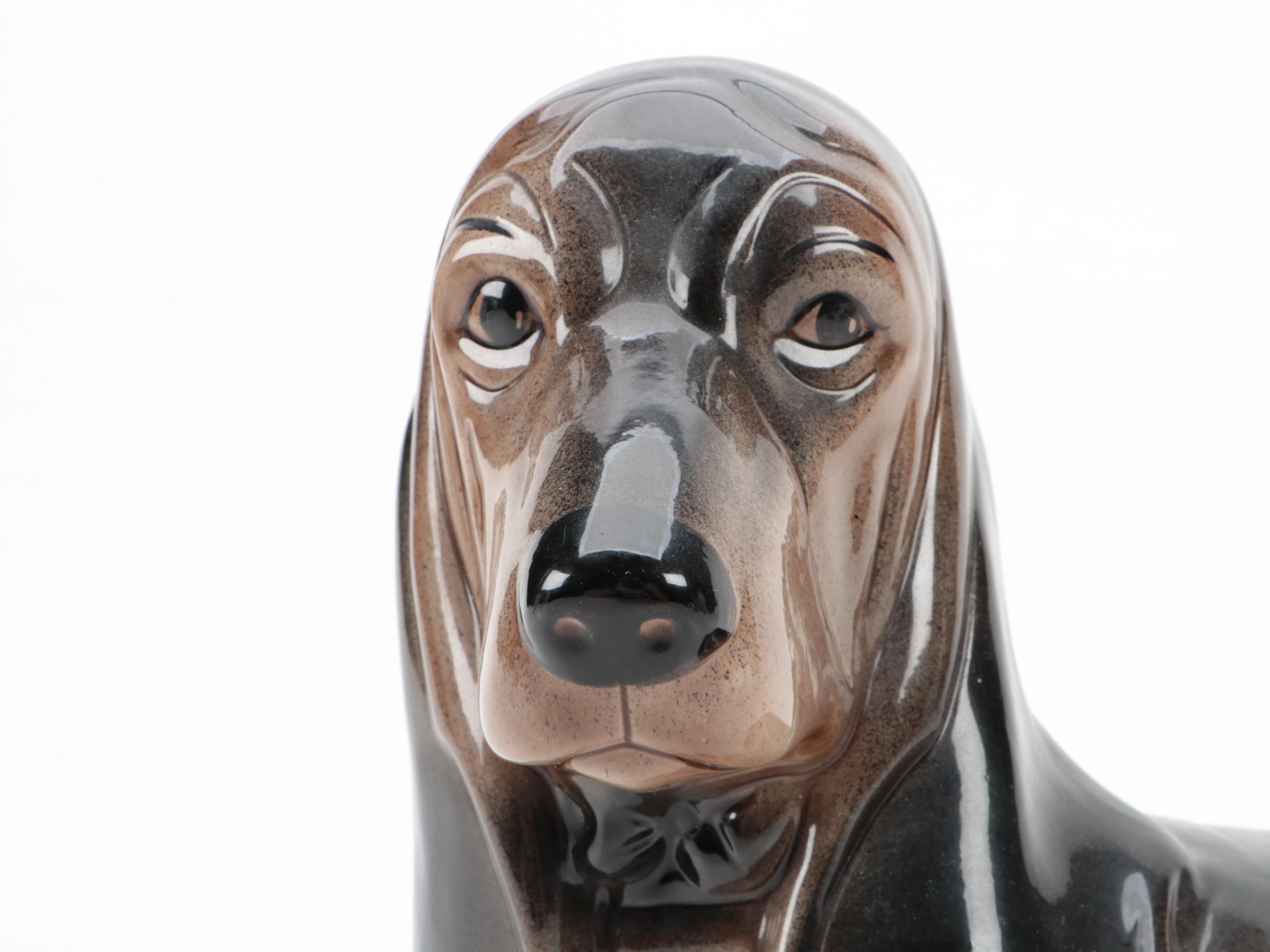 Mid Century Modern Style Ceramic Basset Hound Figurine, Mid to Late 20th C.