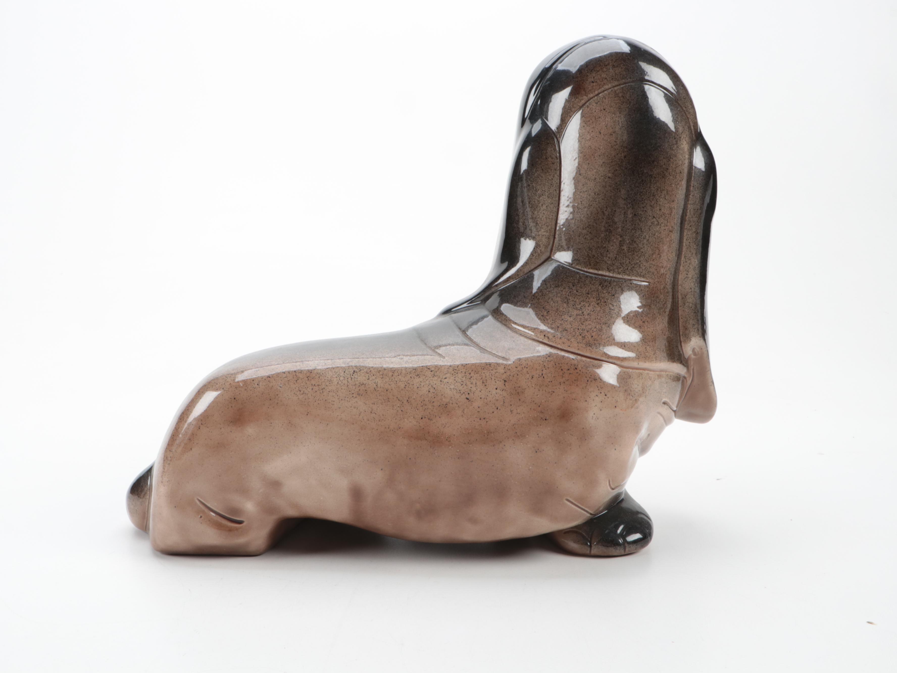 Mid Century Modern Style Ceramic Basset Hound Figurine, Mid to Late 20th C.