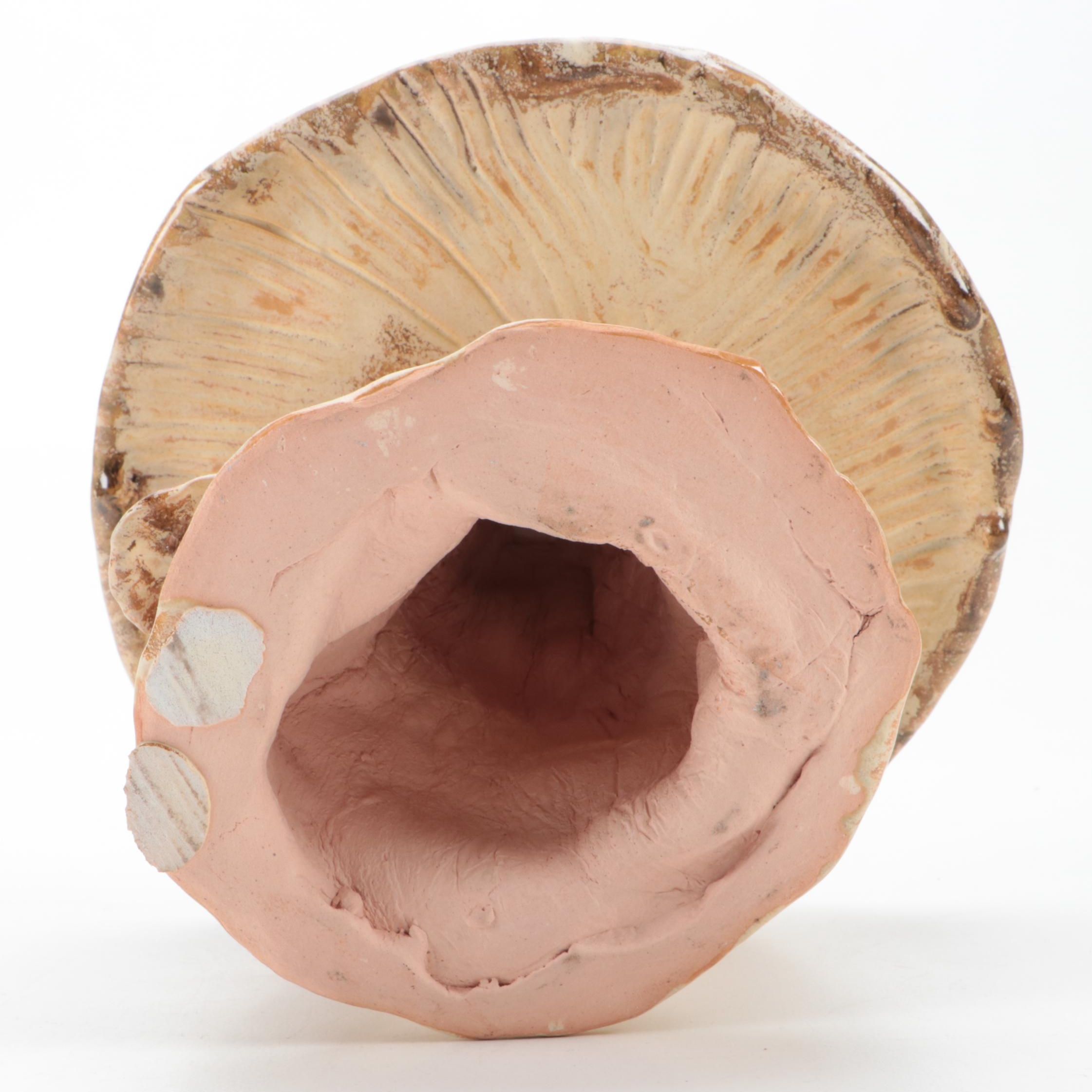 Handmade Sculpted Drip Glaze Earthenware Mushroom Figure