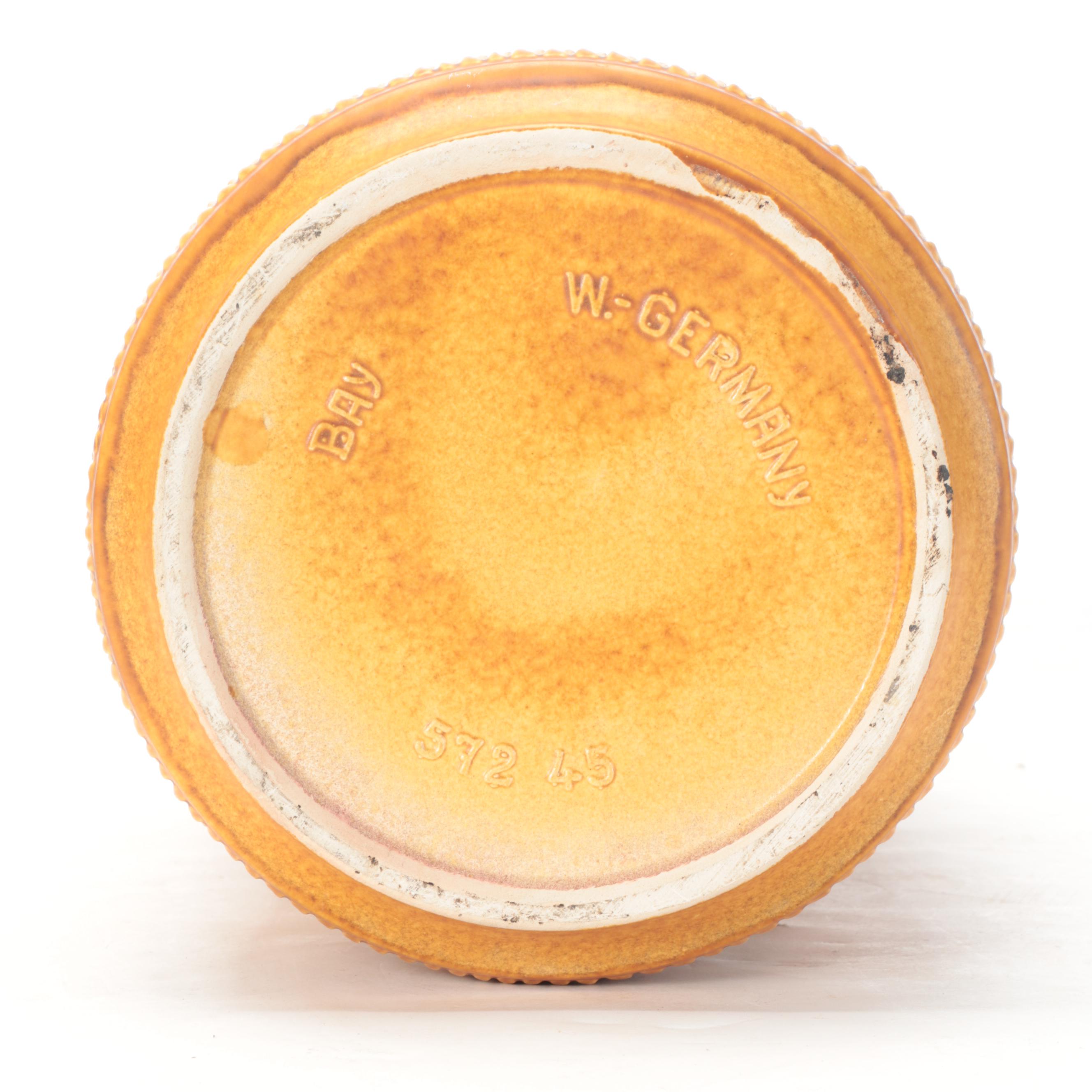 Bay Keramik West German Incised Glazed Ceramic Floor Vase, Mid-20th Century