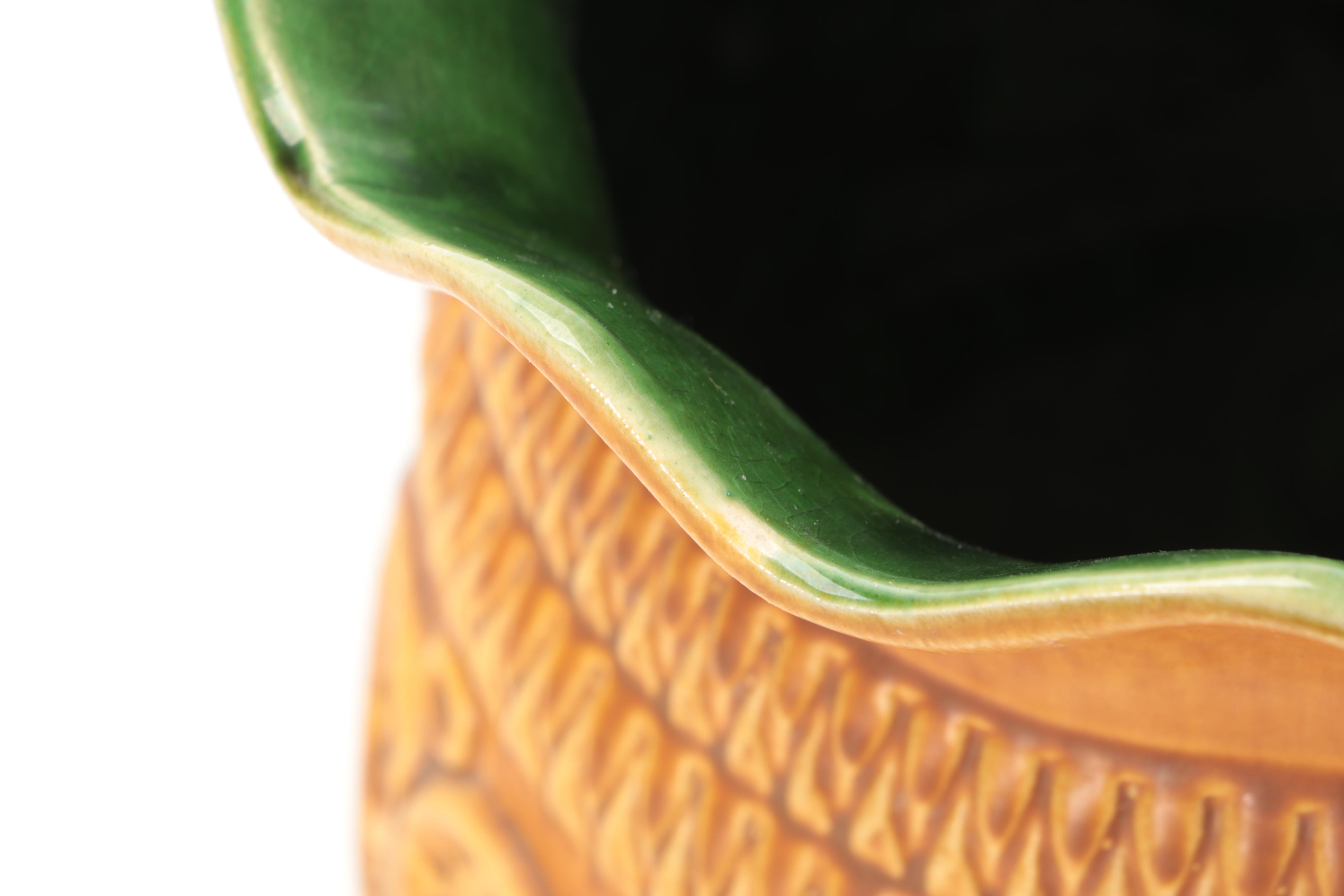 Bay Keramik West German Incised Glazed Ceramic Floor Vase, Mid-20th Century