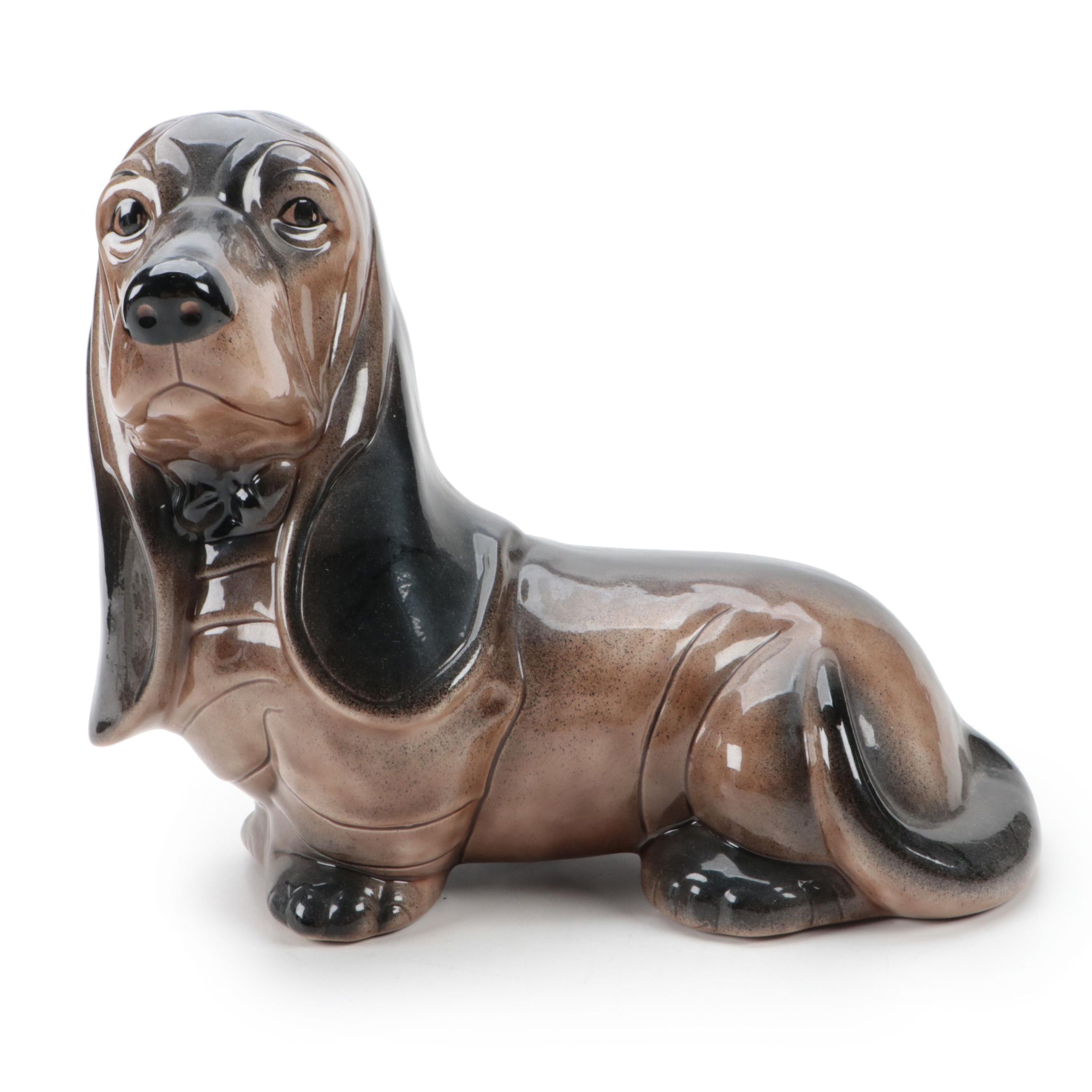 Mid Century Modern Style Ceramic Basset Hound Figurine, Mid to Late 20th C.