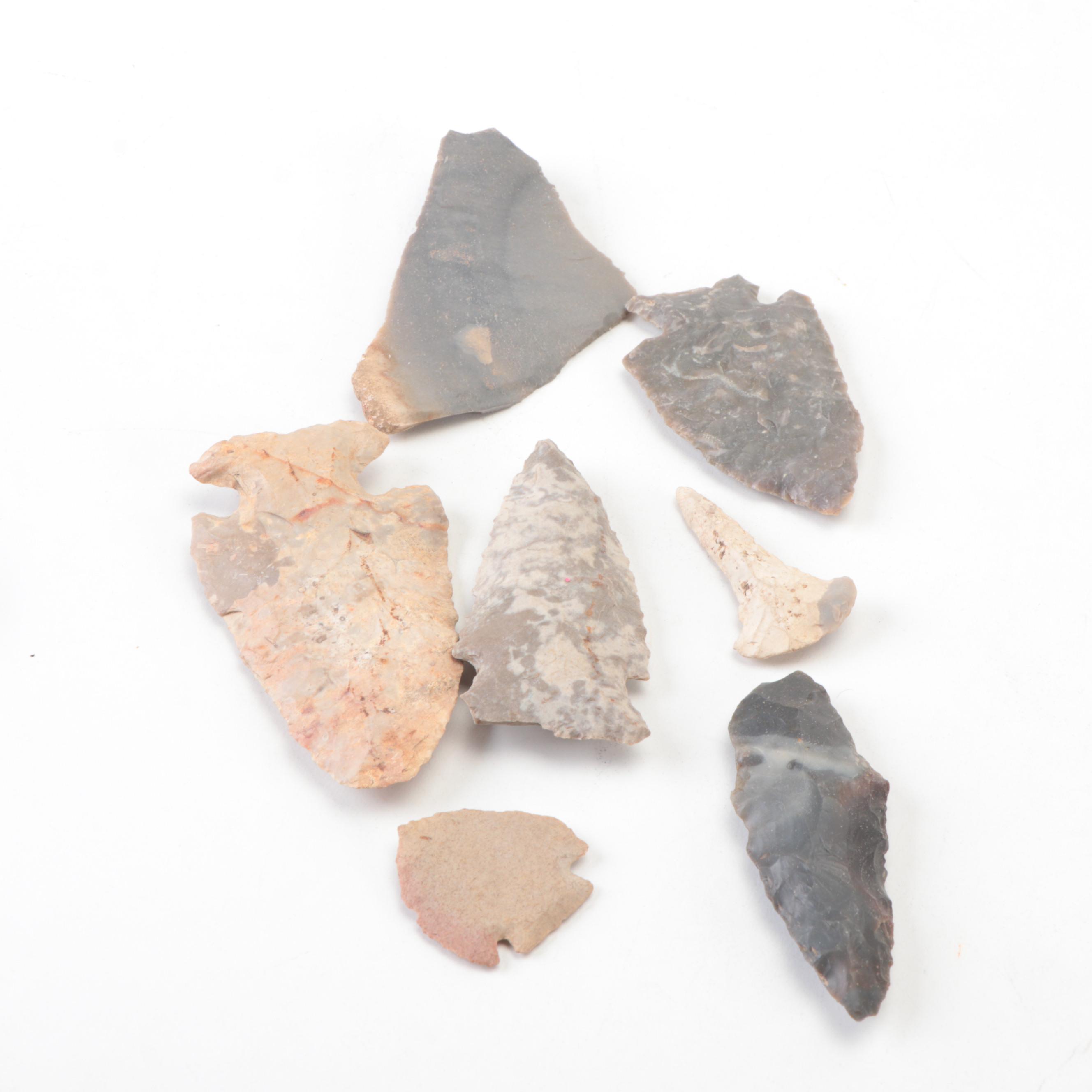 Collection of Knapped Projectile Points and Lithic Tools