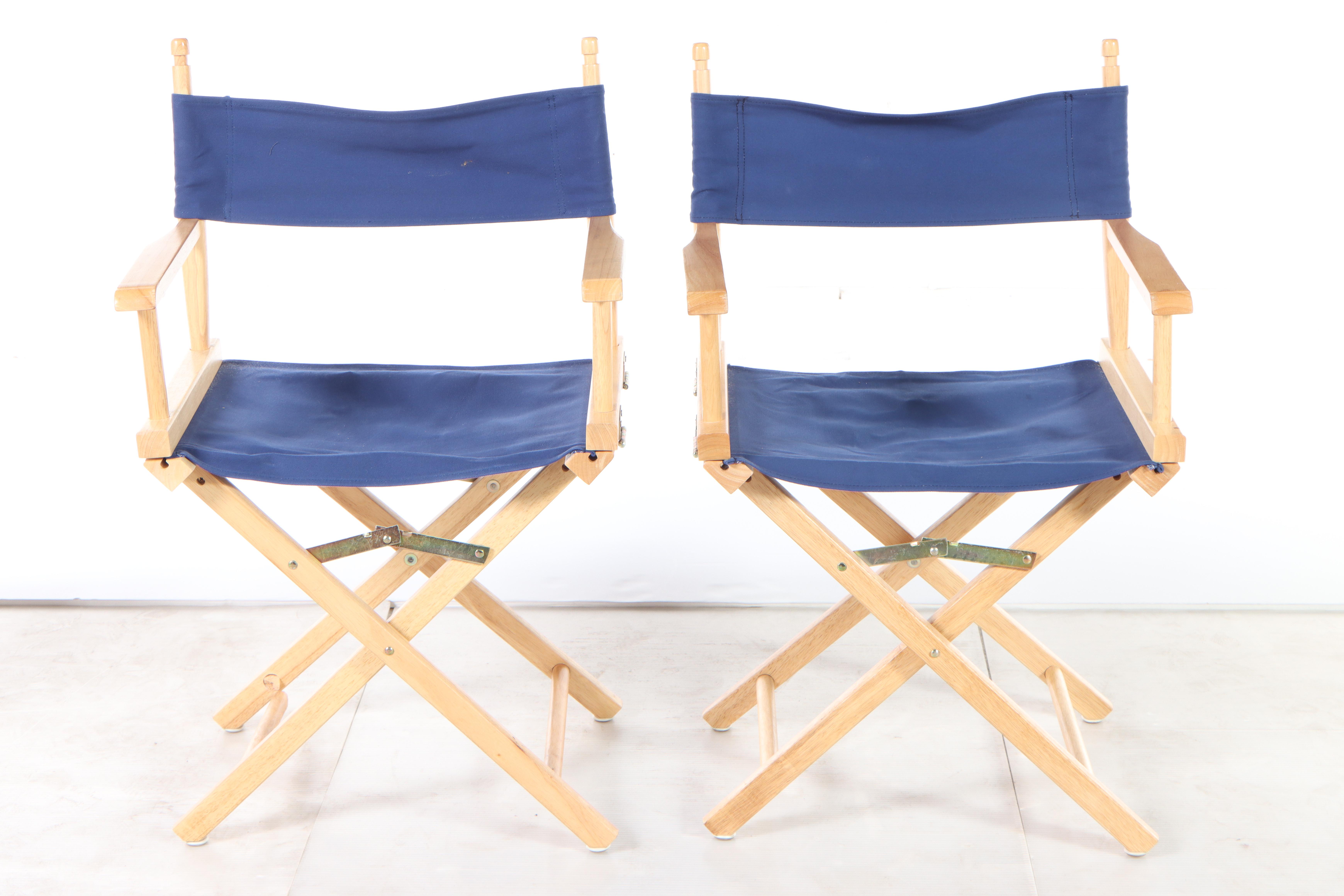 Five Wood and Canvas Folding Director's Chairs