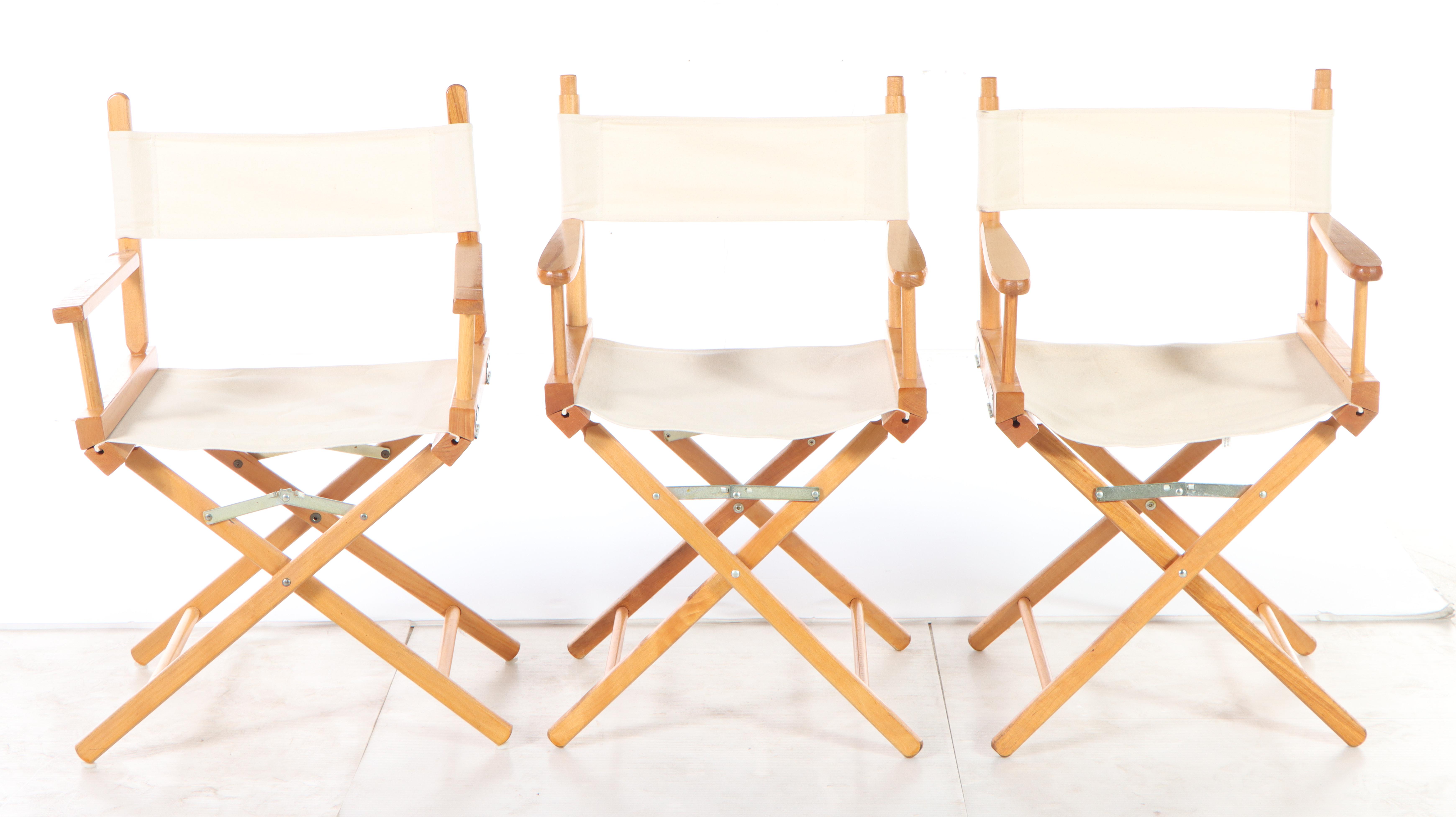 Five Wood and Canvas Folding Director's Chairs