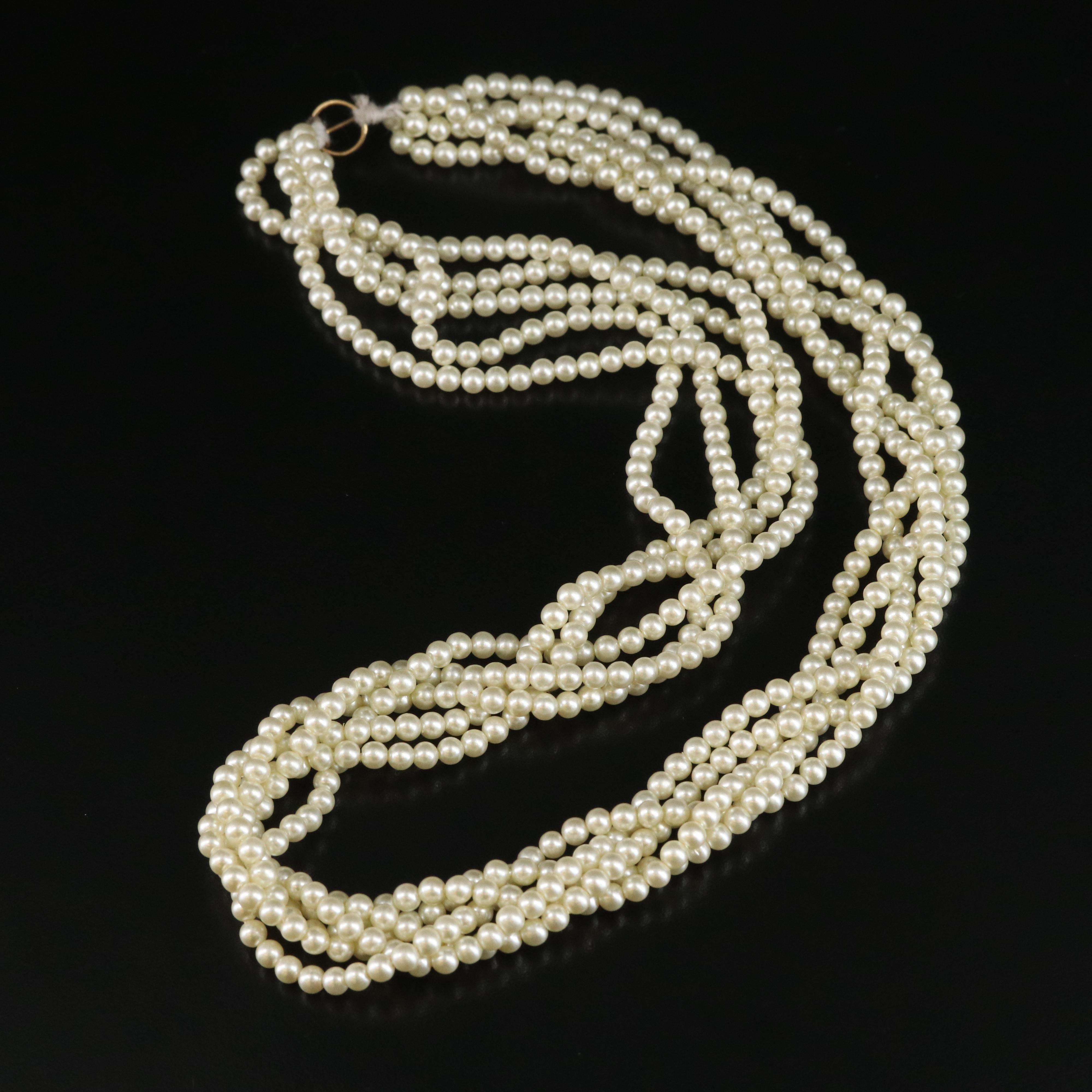 14K Imitation Pearl Braided Necklace