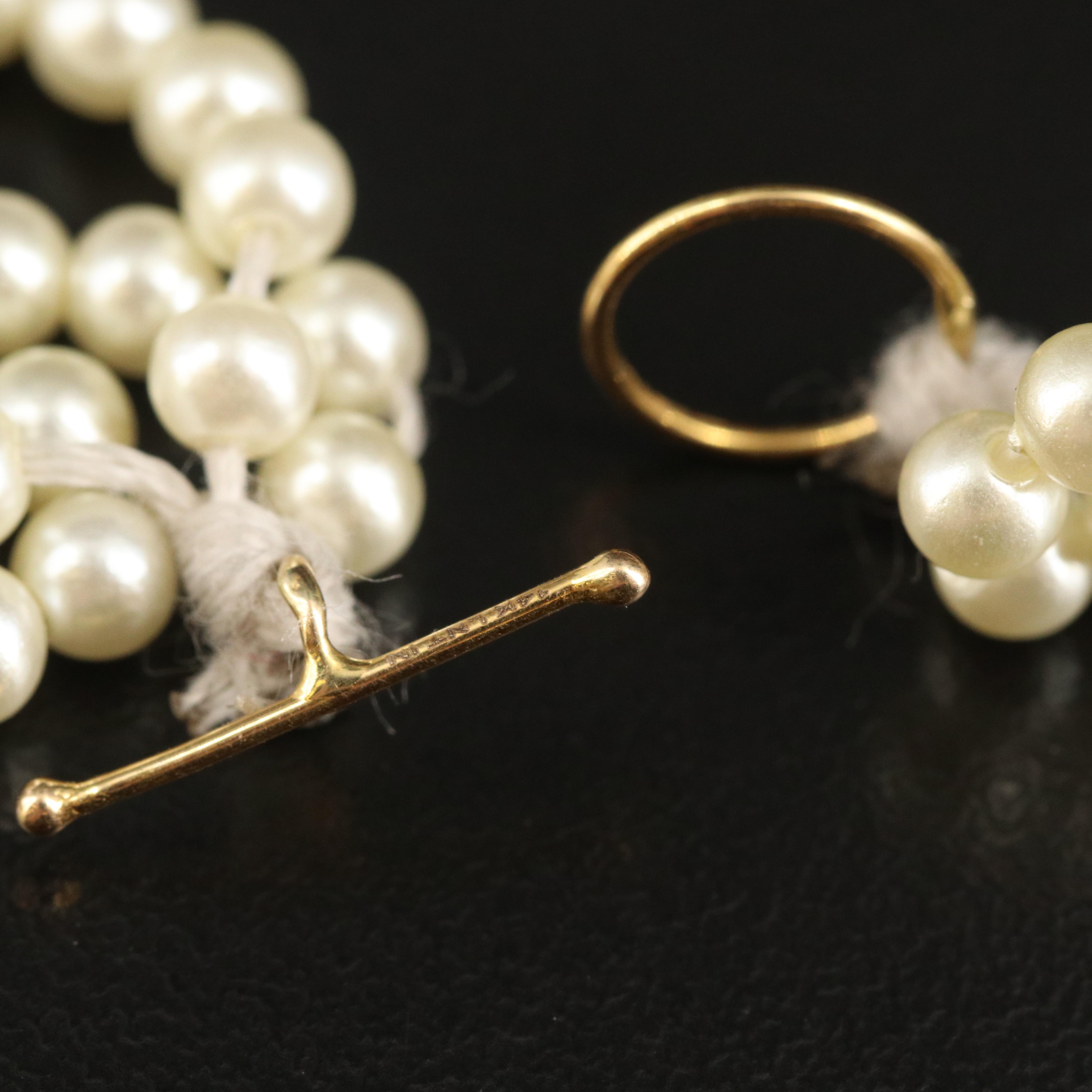 14K Imitation Pearl Braided Necklace