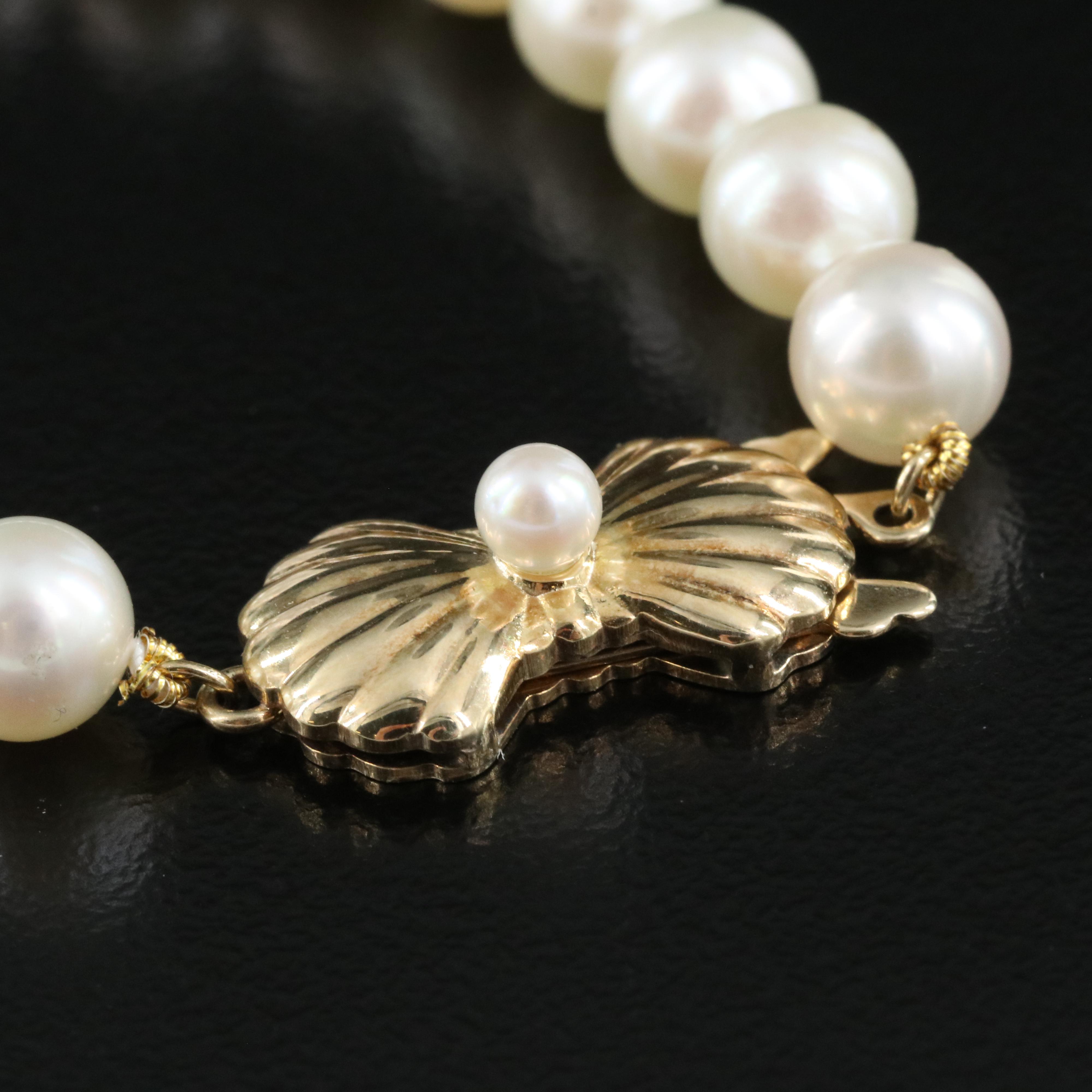 Blue Lagoon Mikimoto Pearl Necklace with 14K Clasp