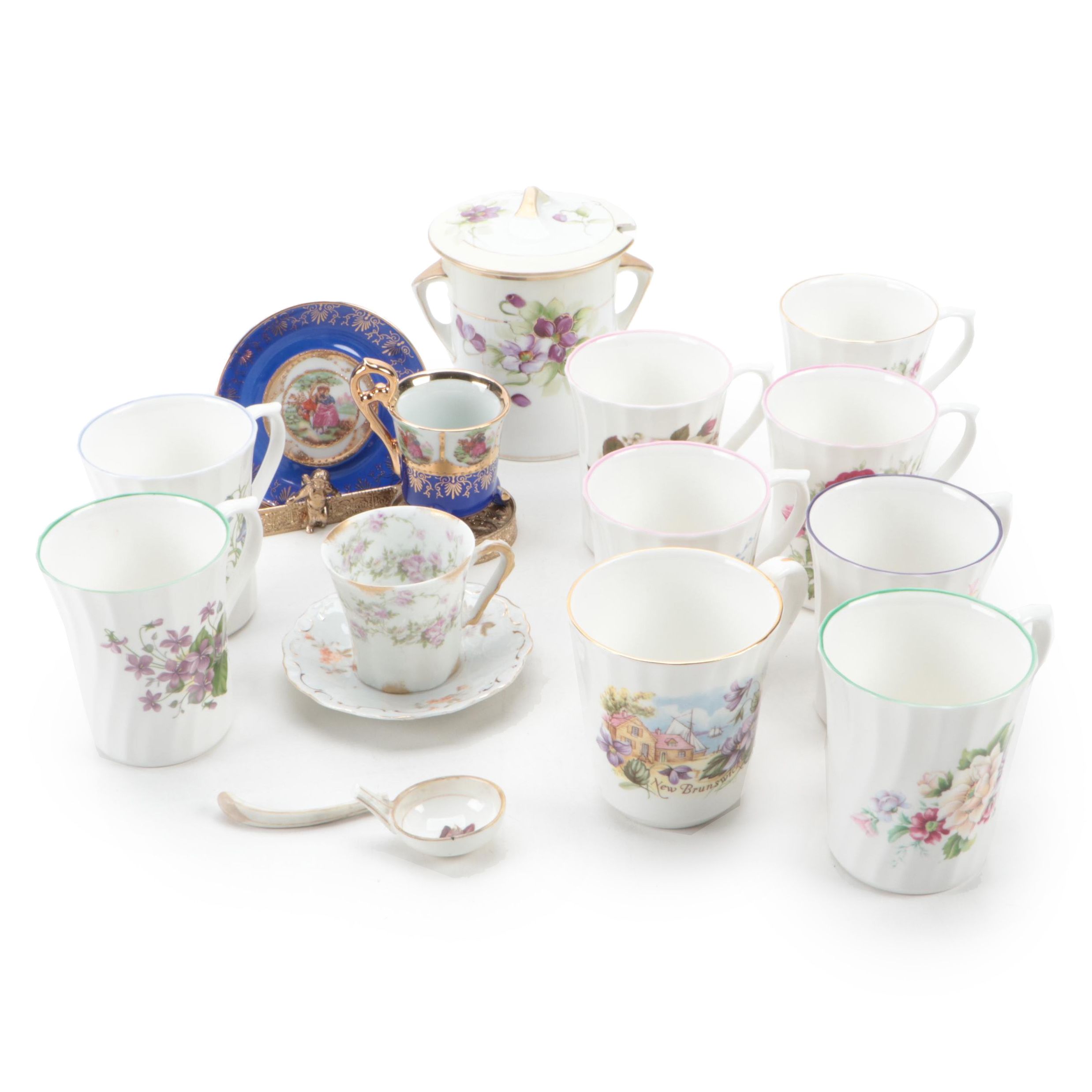 Royal Stuart and Other English Bone China Cups with More Porcelain Tableware