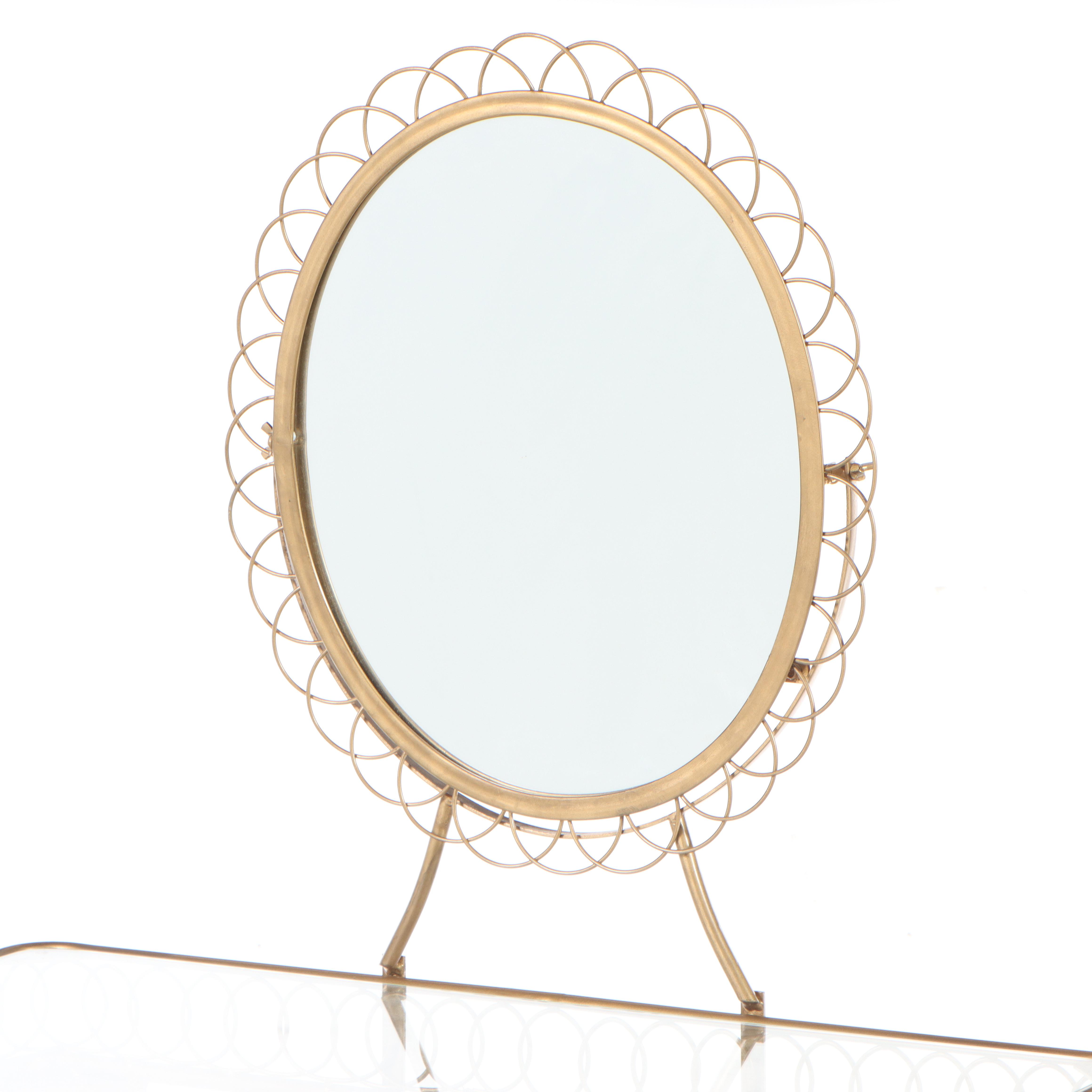 Gilt Metal and Glass Top Vanity Table