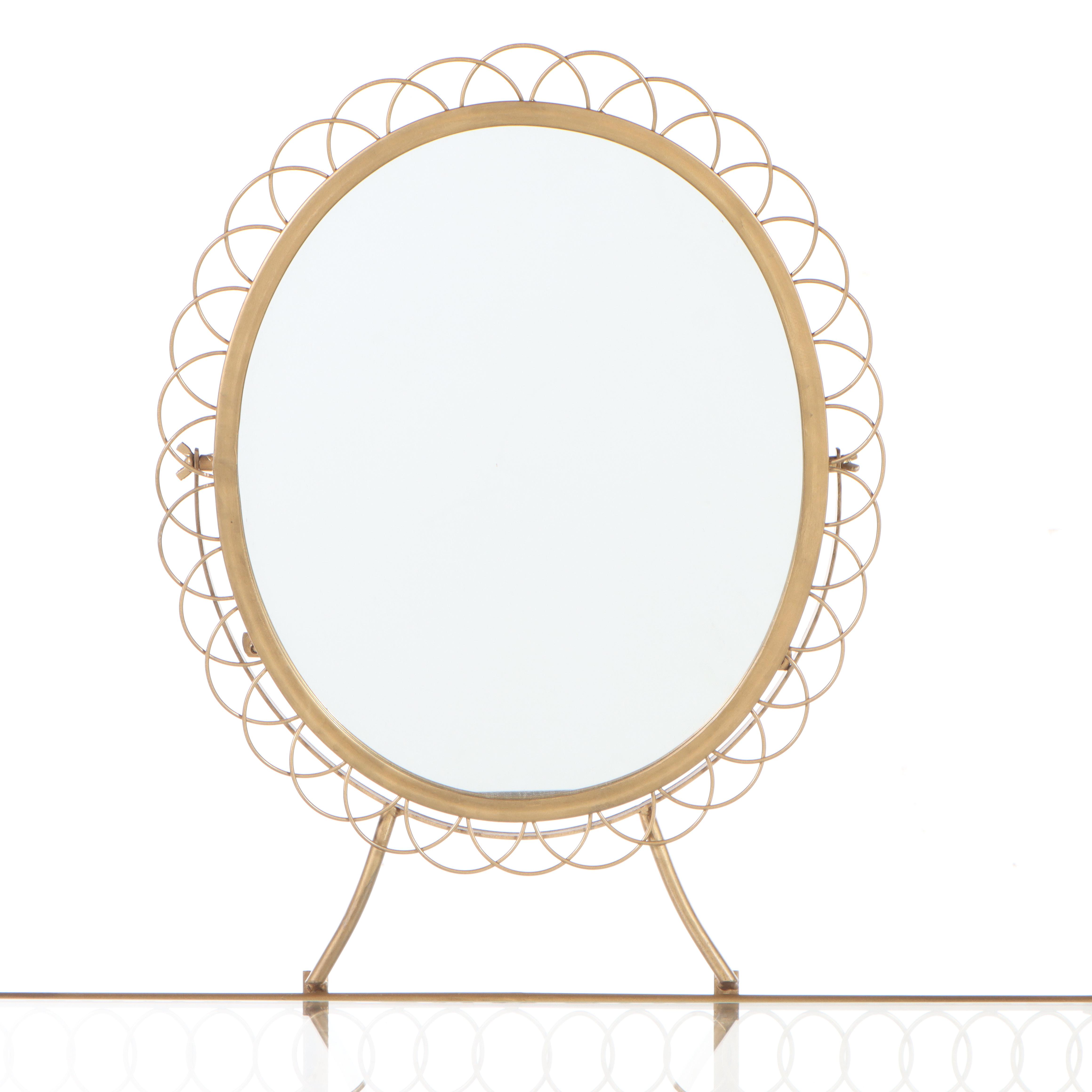 Gilt Metal and Glass Top Vanity Table