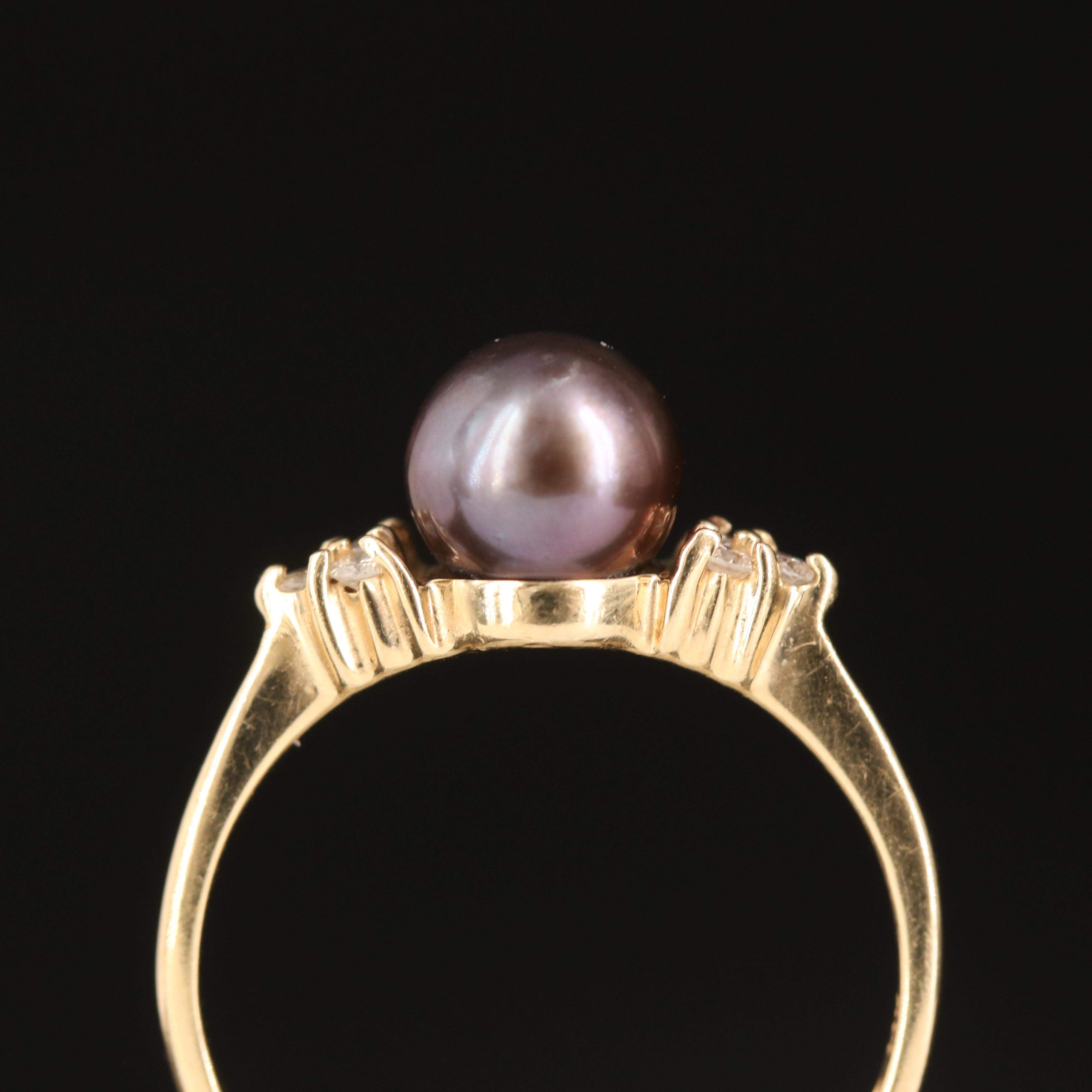 14K Pearl and Diamond Ring