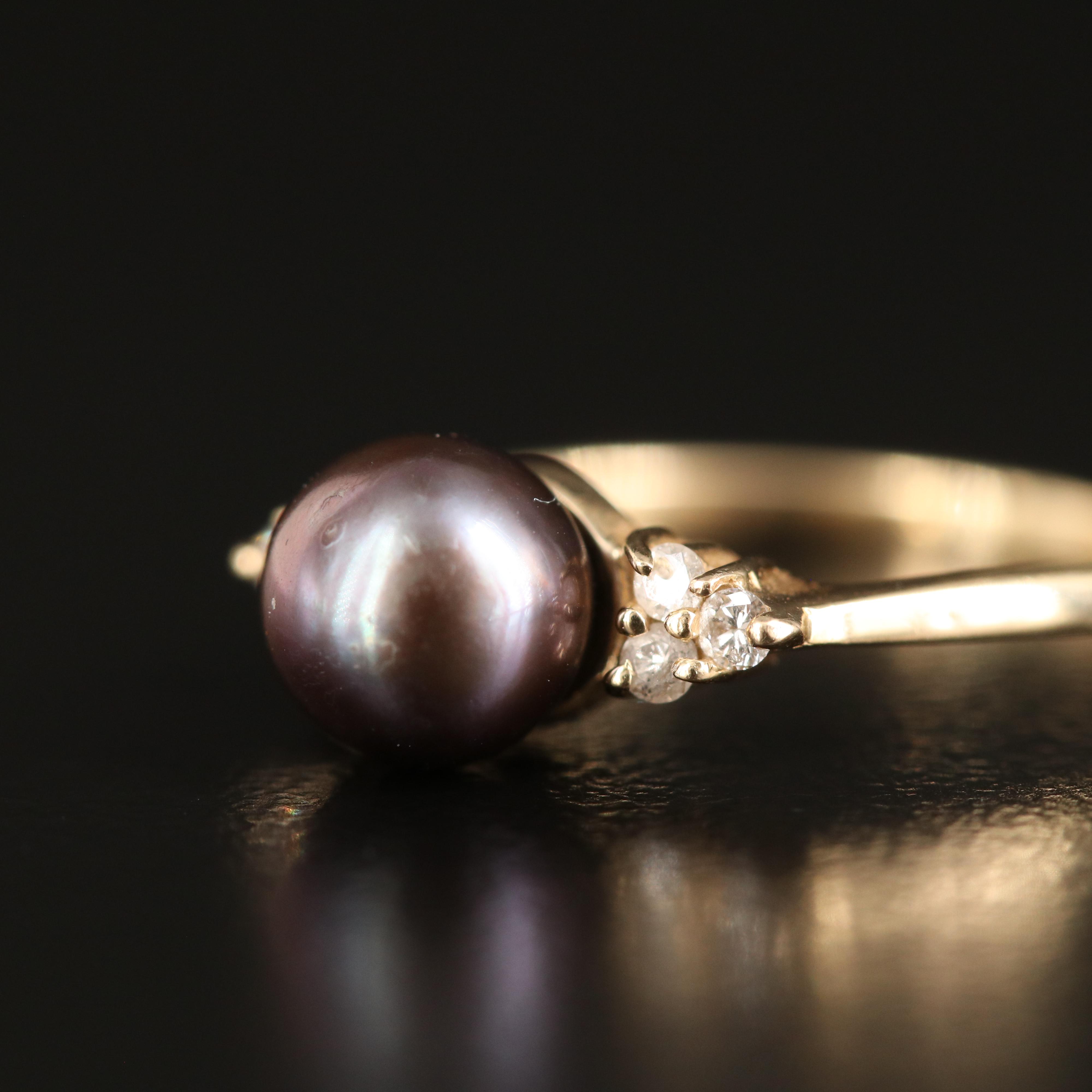 14K Pearl and Diamond Ring