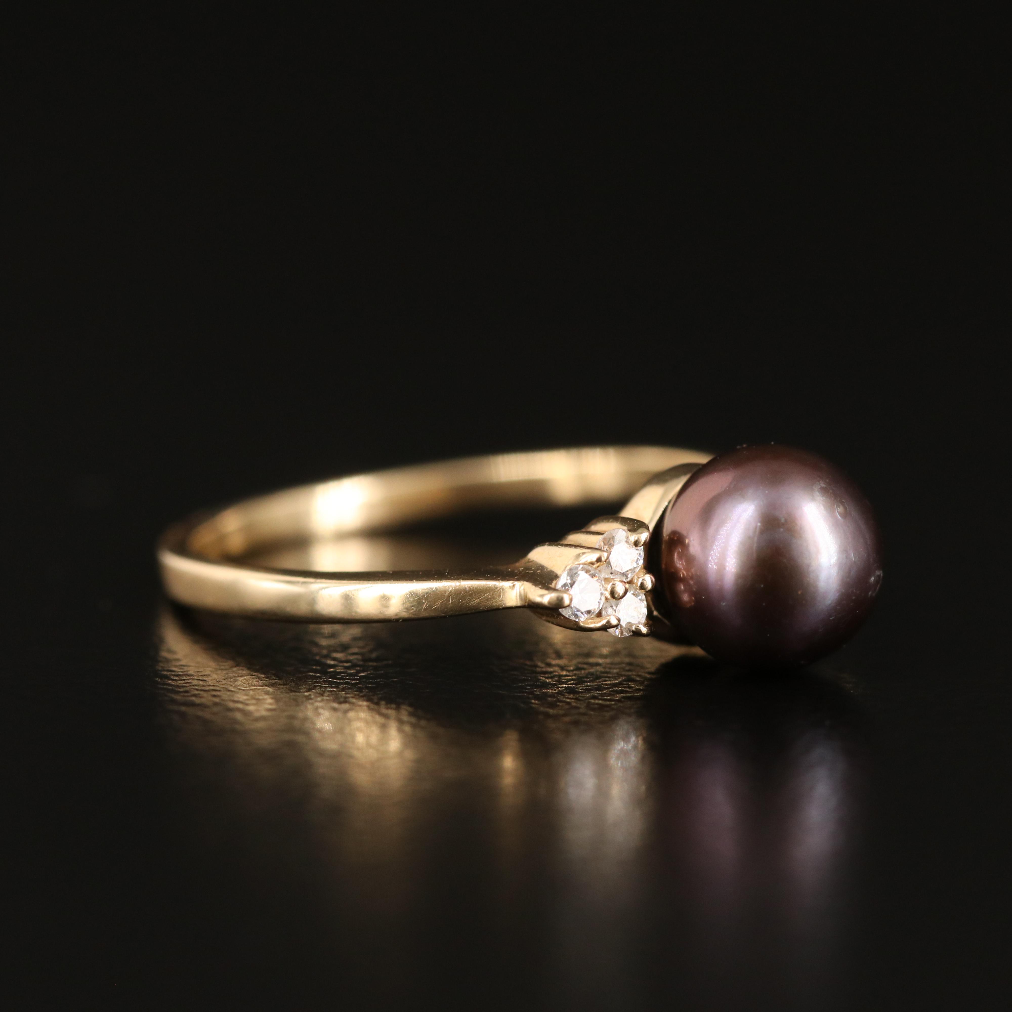 14K Pearl and Diamond Ring