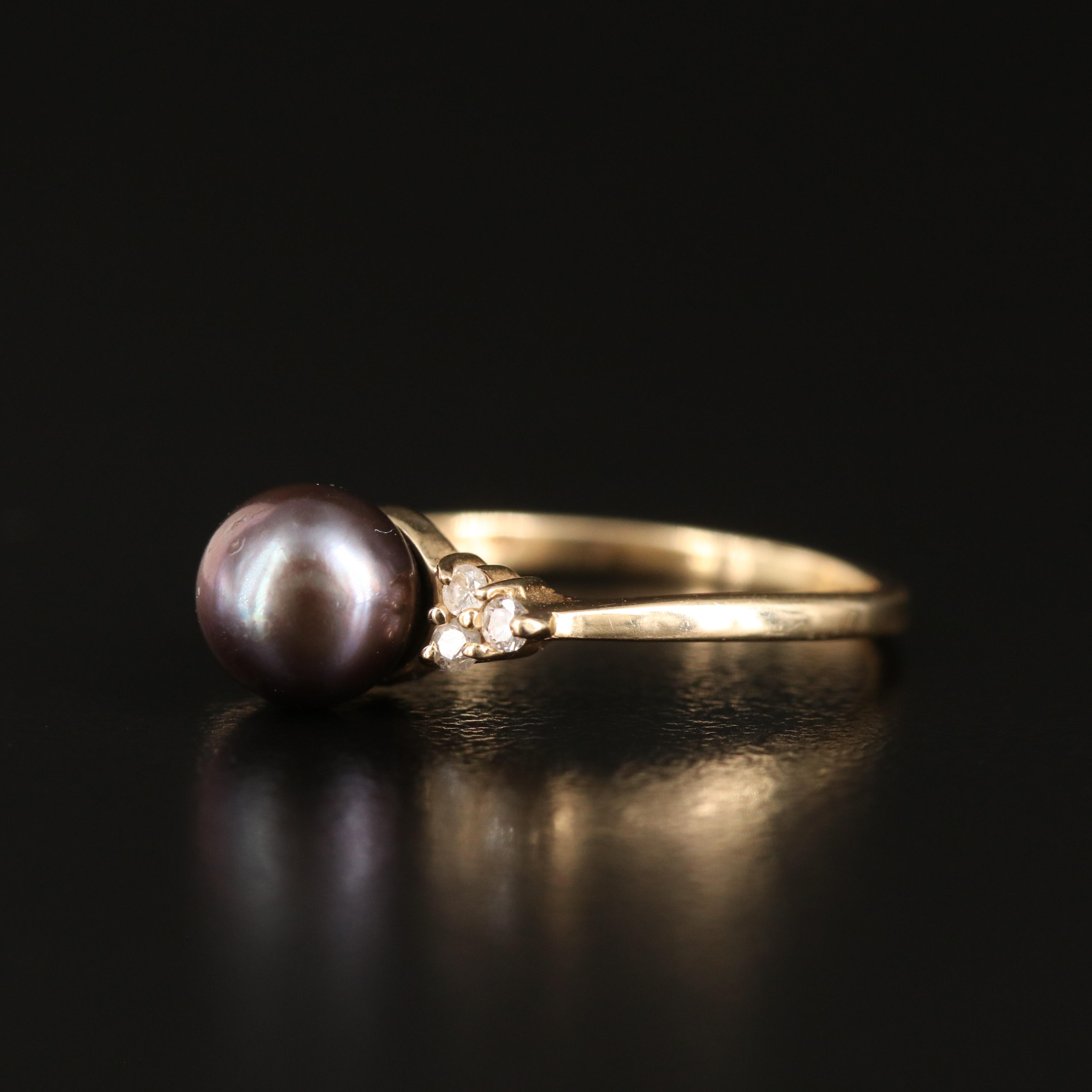 14K Pearl and Diamond Ring