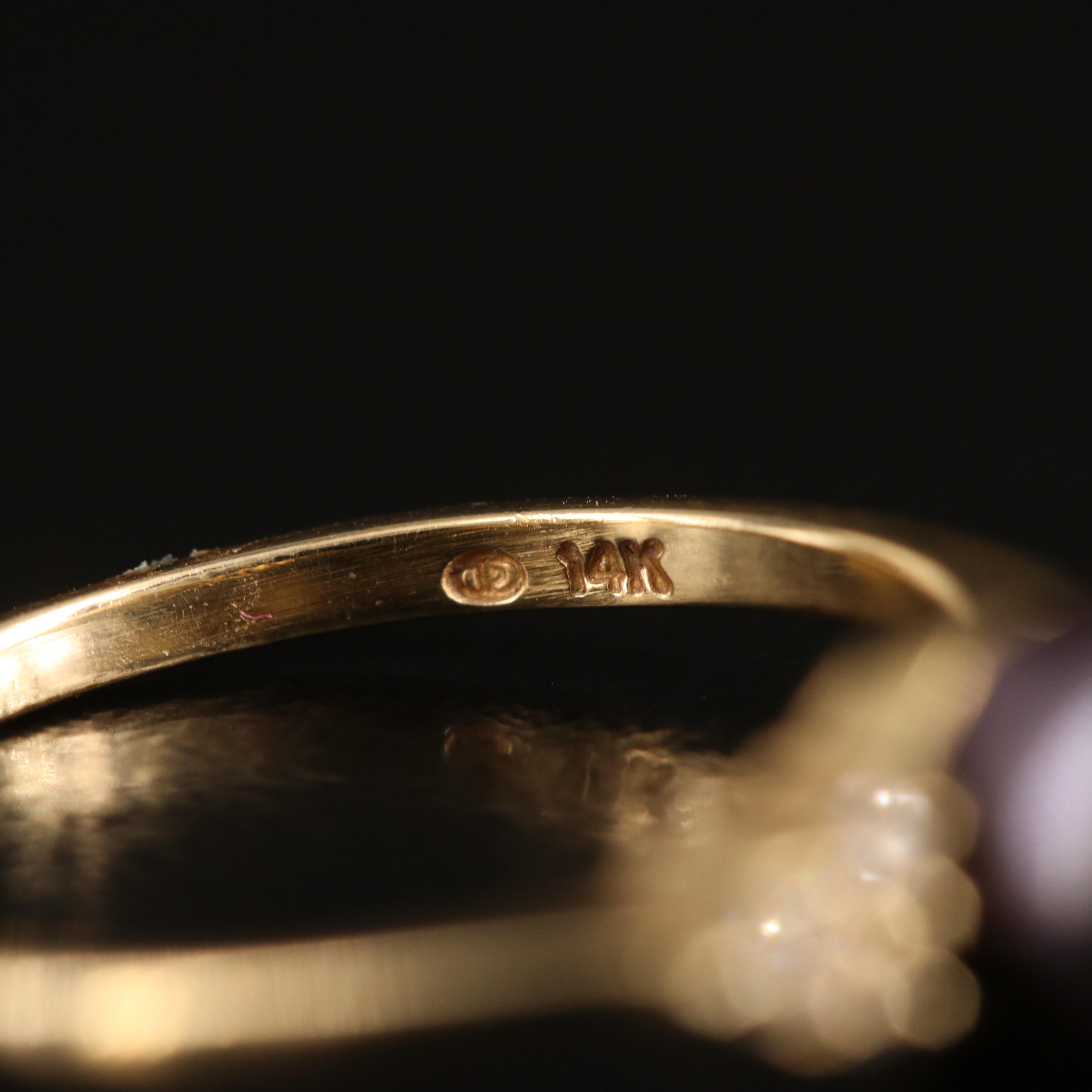 14K Pearl and Diamond Ring