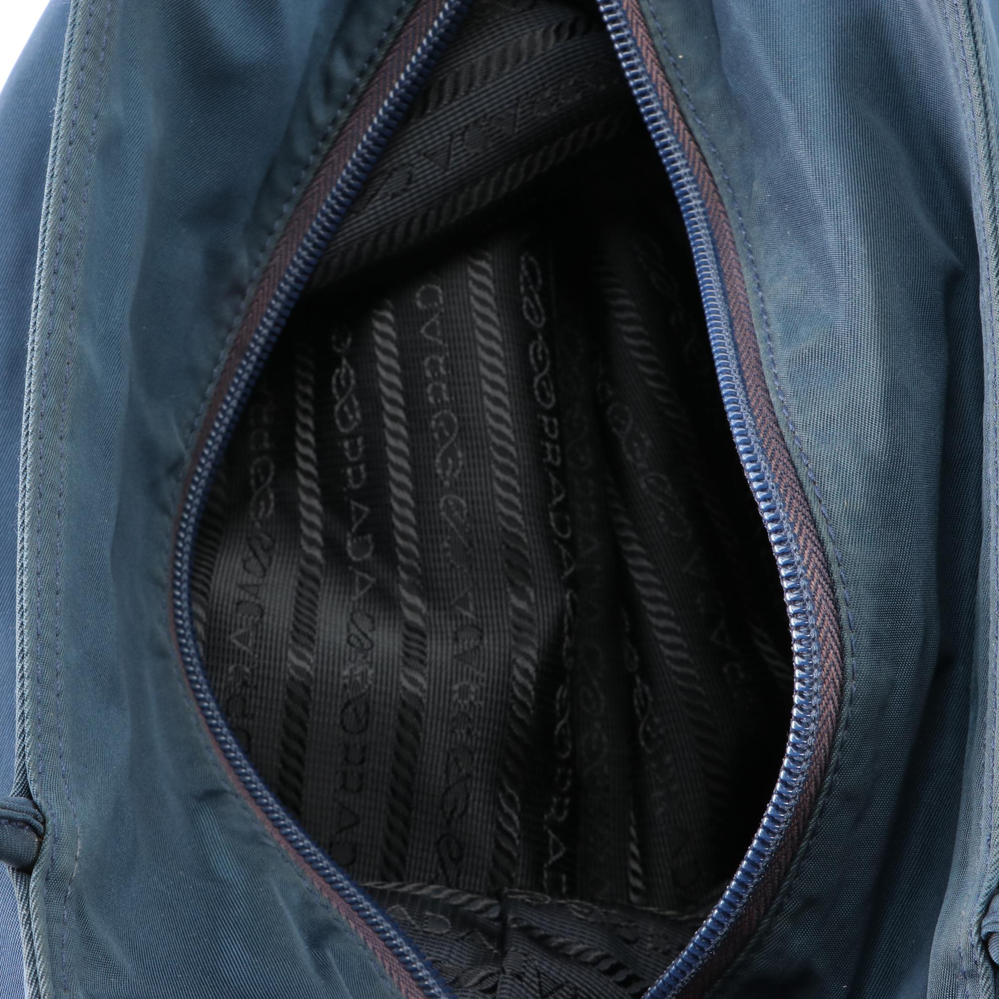 Prada Small Tessuto Zip Tote Bag in Baltic Blue Nylon