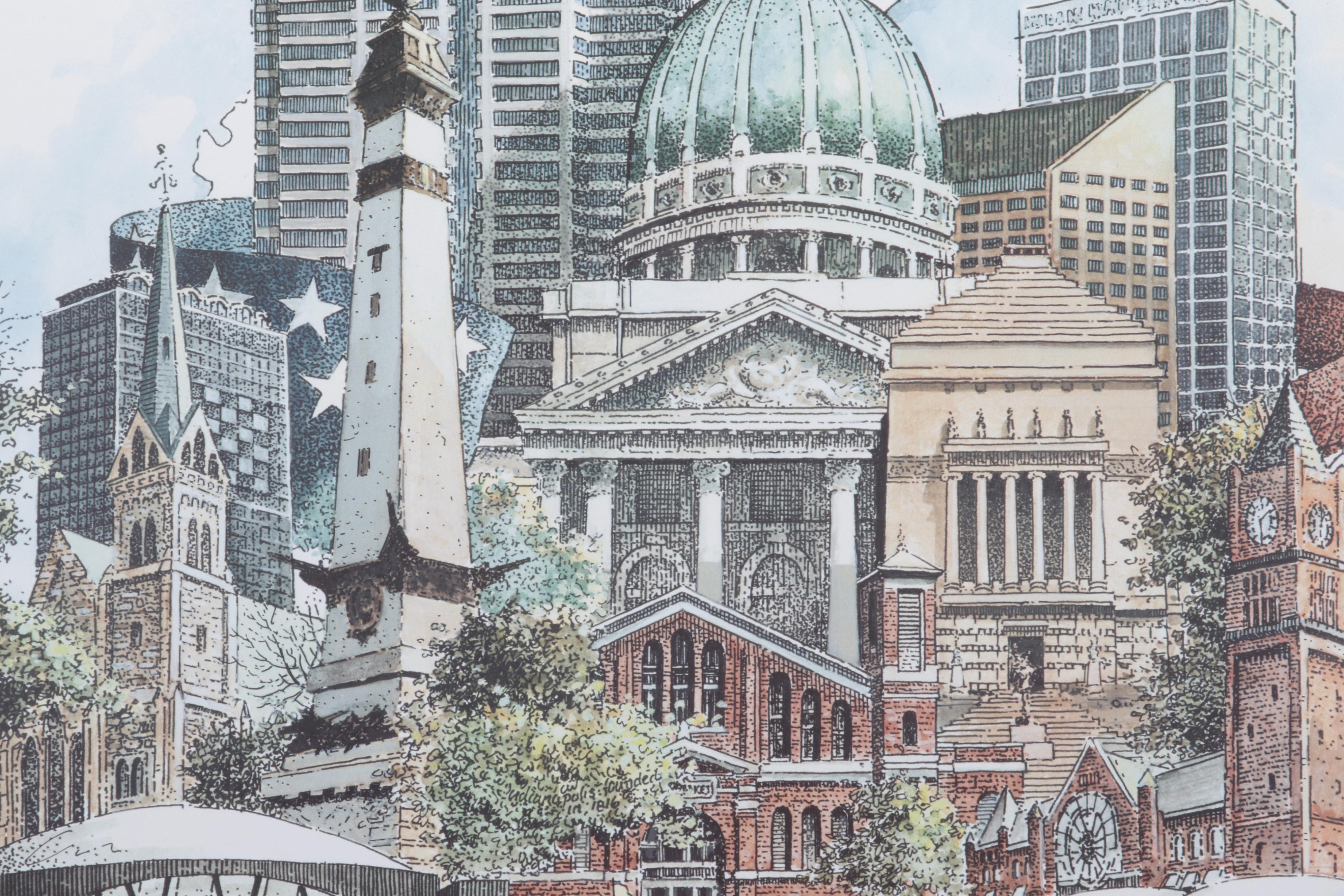 James Corner Offset Lithograph "Indianapolis," 21st Century