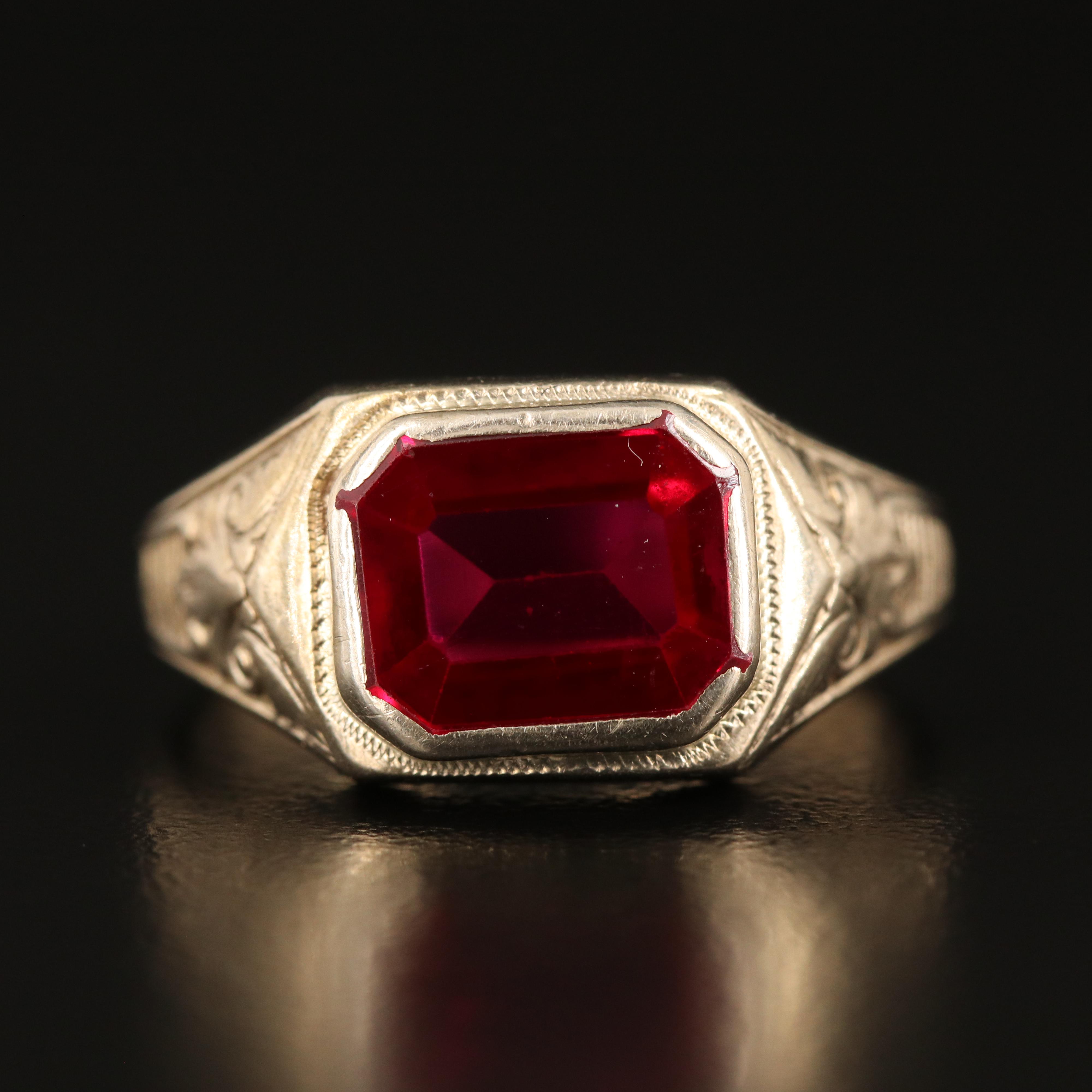 Vintage 10K Ruby Signet Ring
