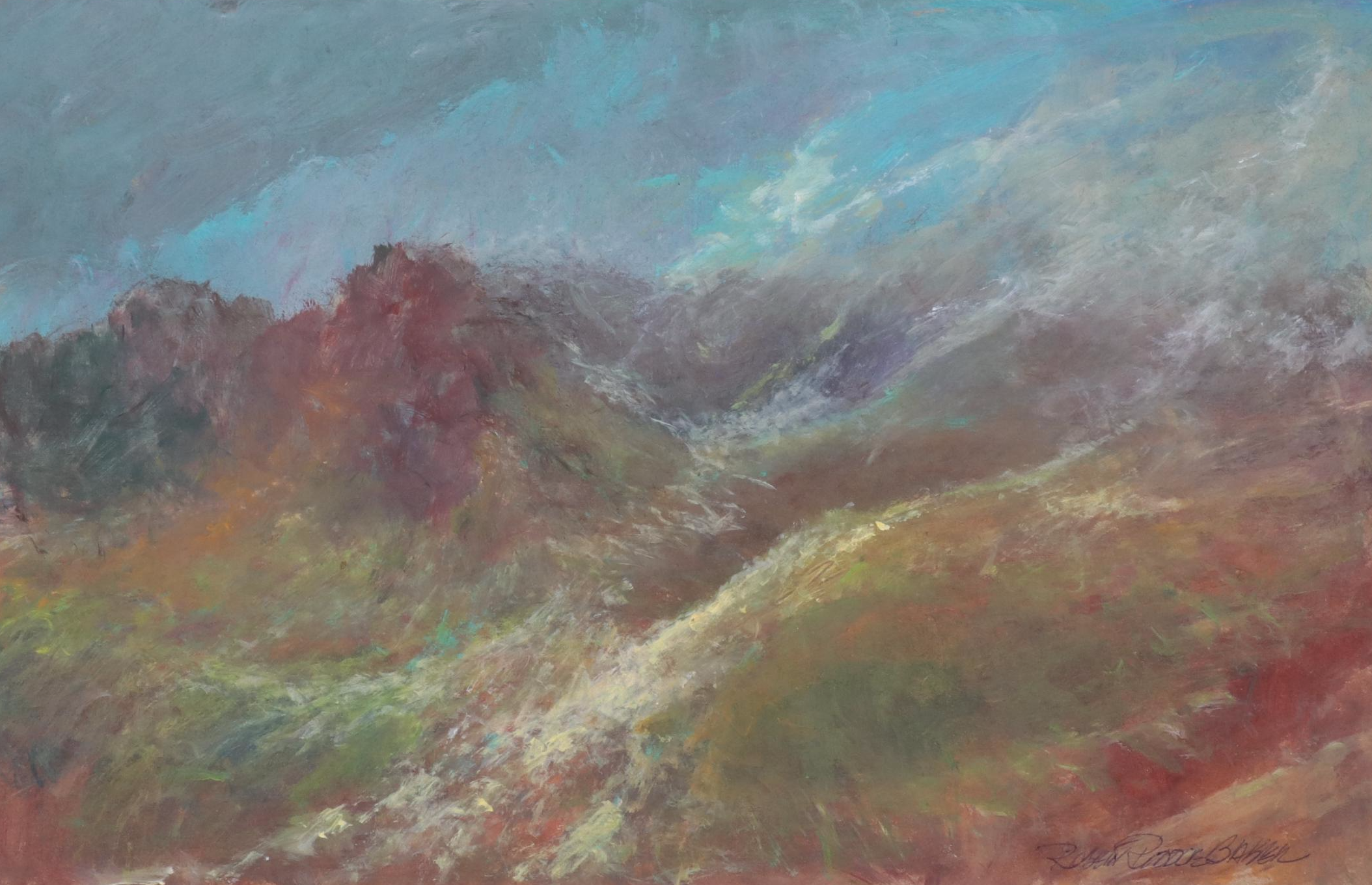 Robert Riddle Baker Acrylic Painting "Sun Spilling on Valley Floor #2"