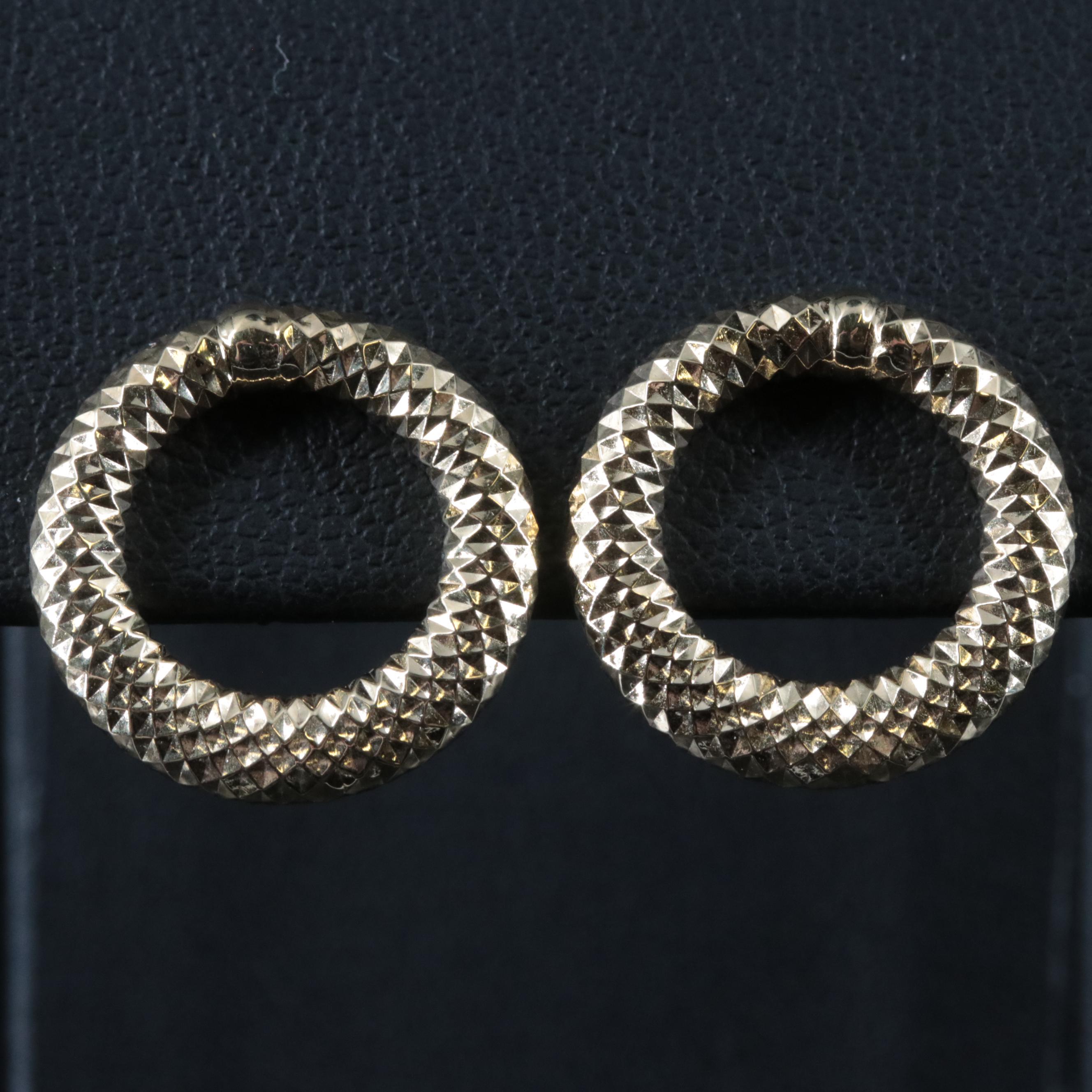 14K Textured Circle Earrings