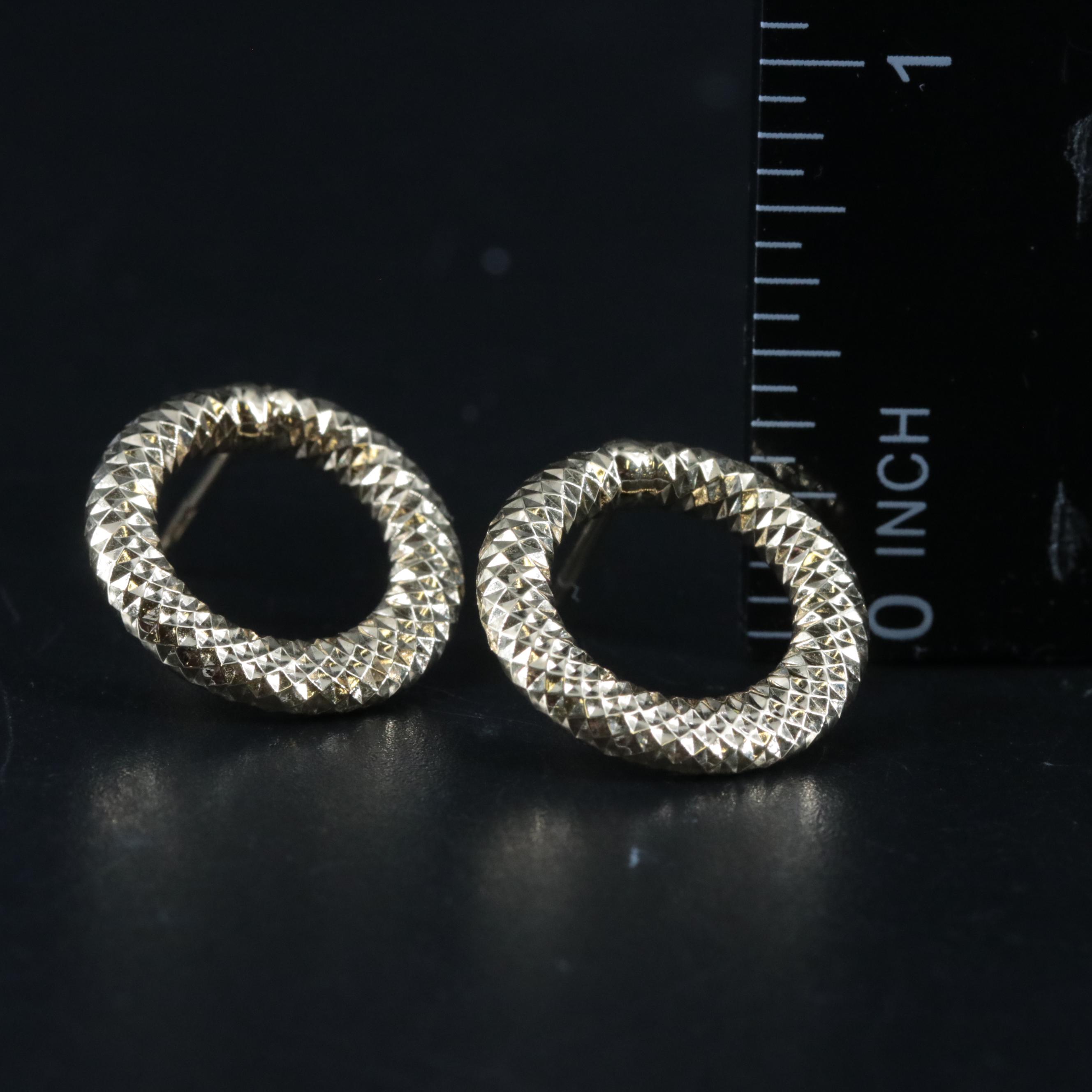 14K Textured Circle Earrings