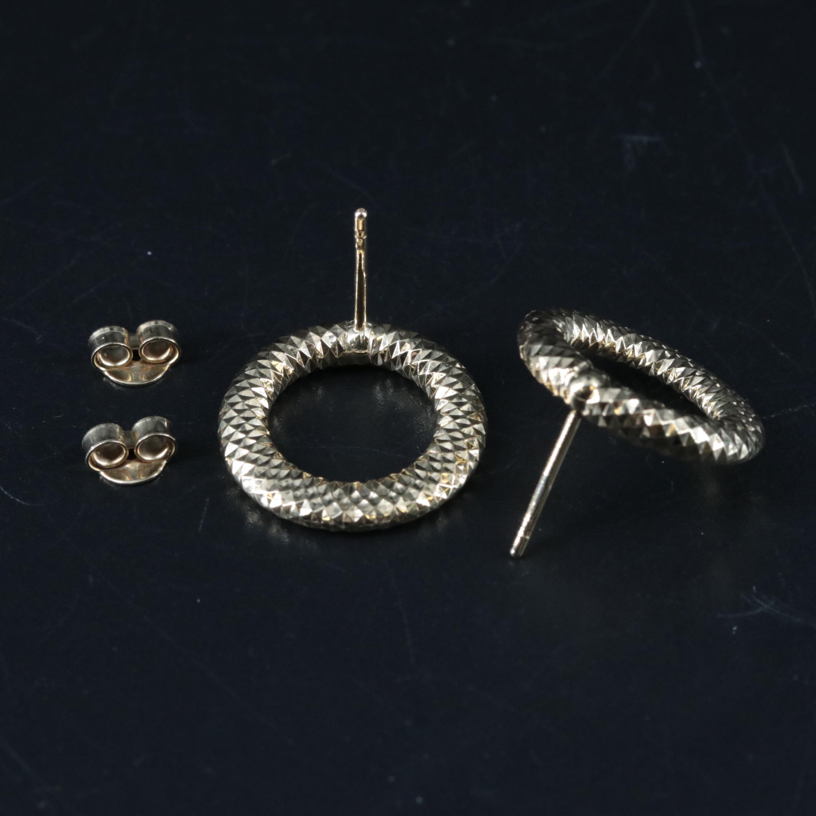 14K Textured Circle Earrings