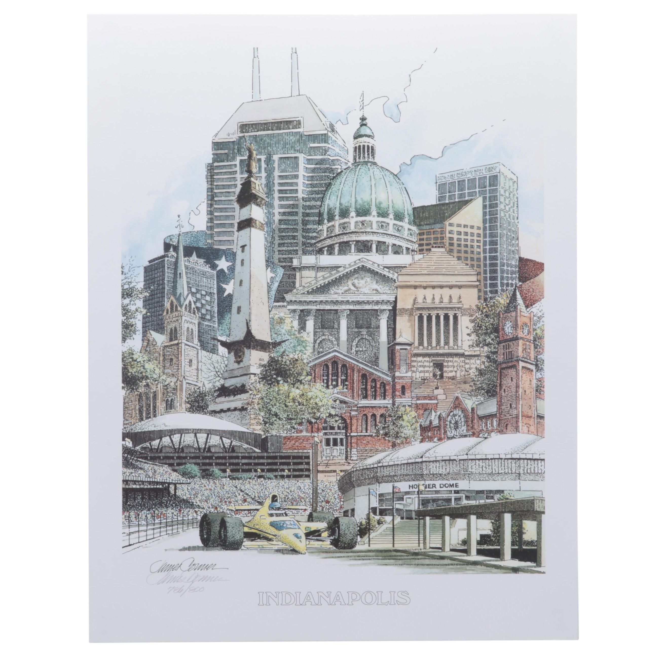 James Corner Offset Lithograph "Indianapolis," 21st Century