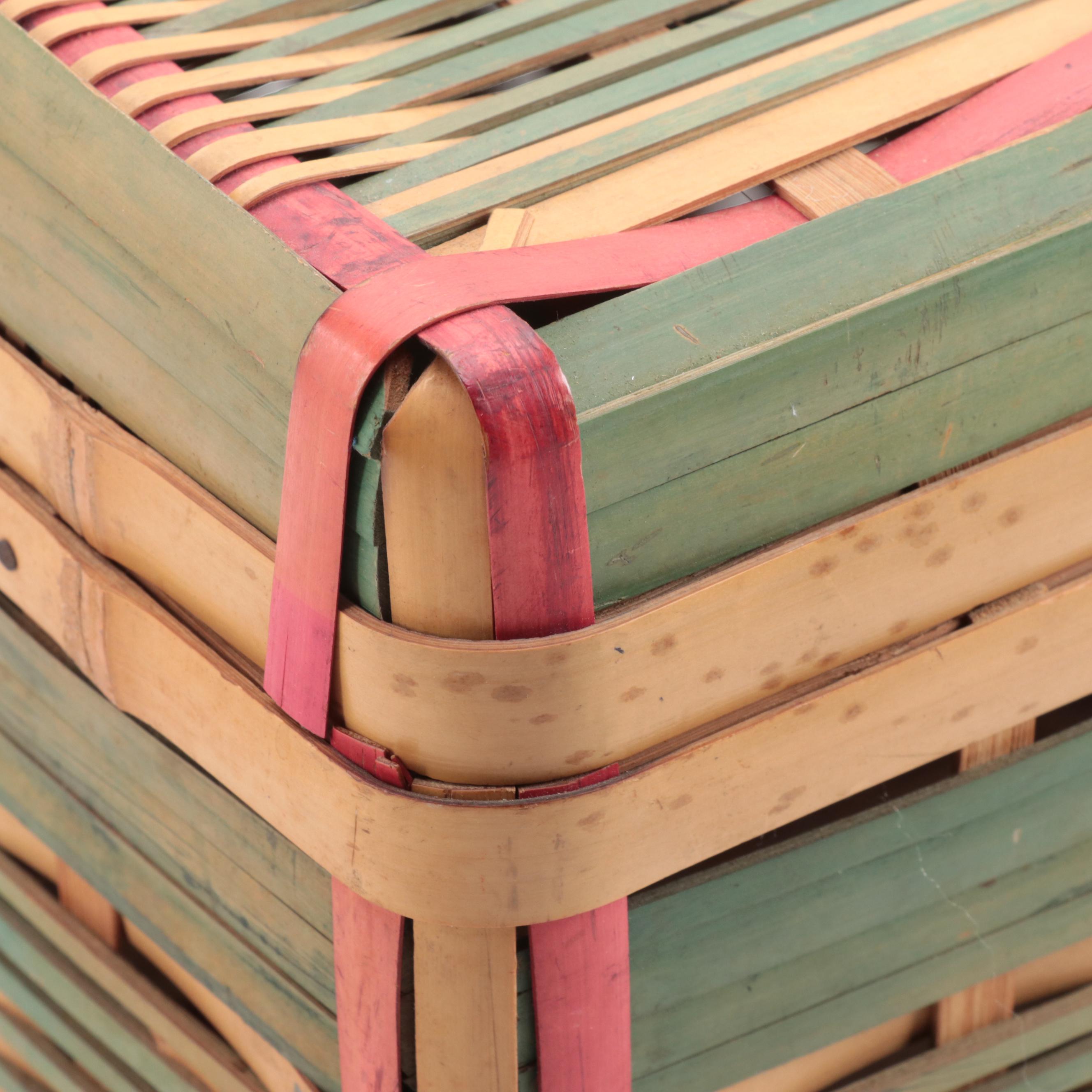 Dyed Split Bamboo Woven Picnic Basket With Rattan Basket