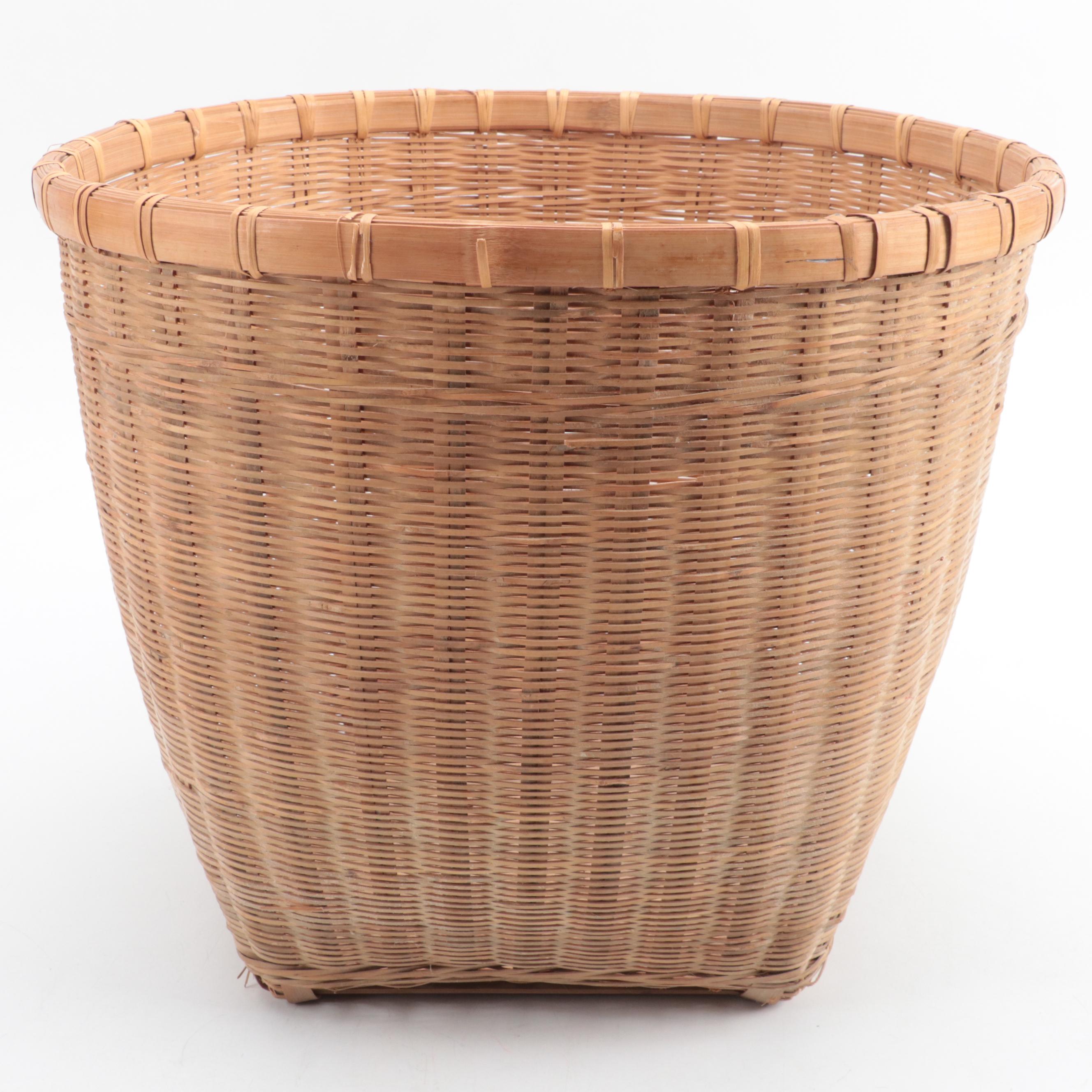 Dyed Split Bamboo Woven Picnic Basket With Rattan Basket