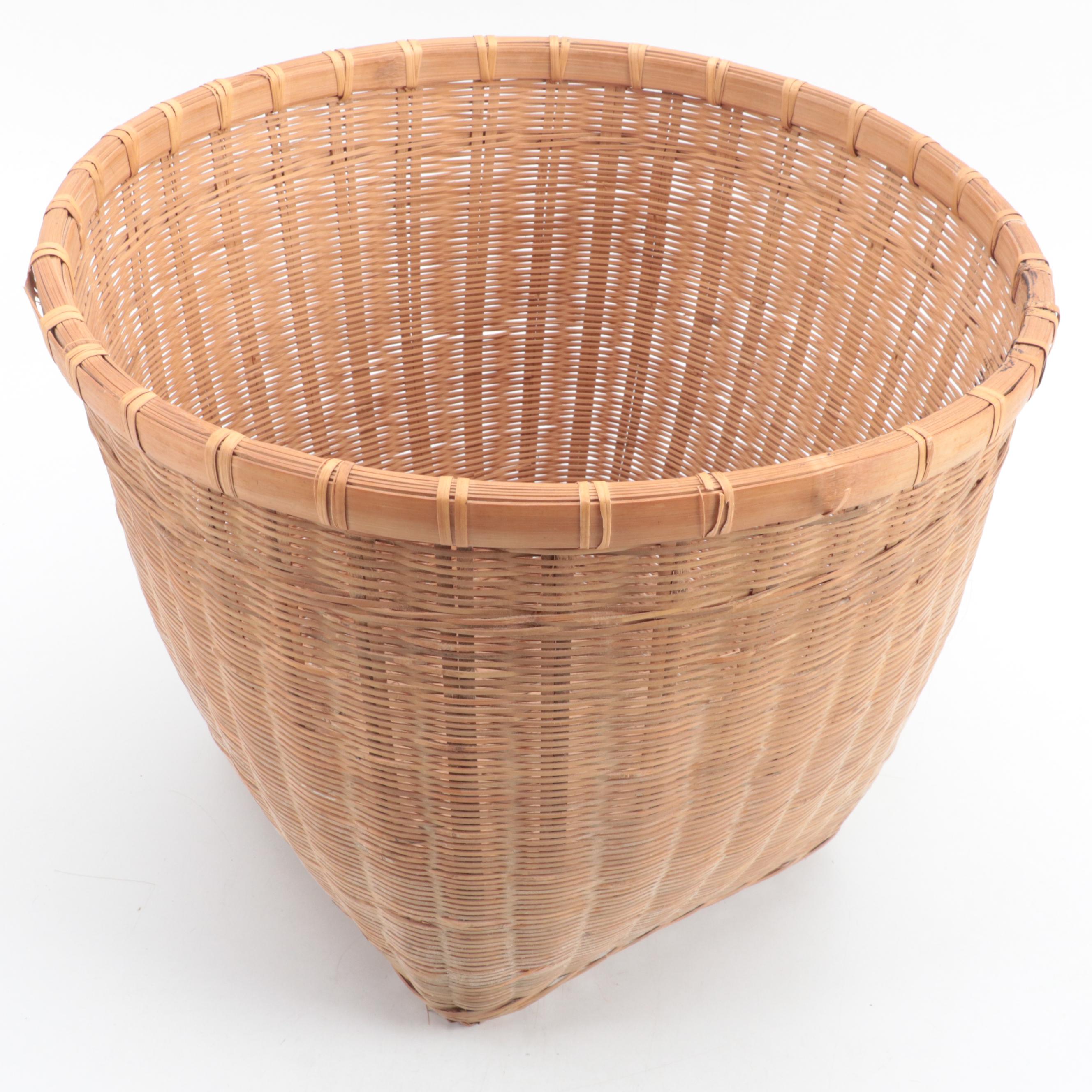 Dyed Split Bamboo Woven Picnic Basket With Rattan Basket