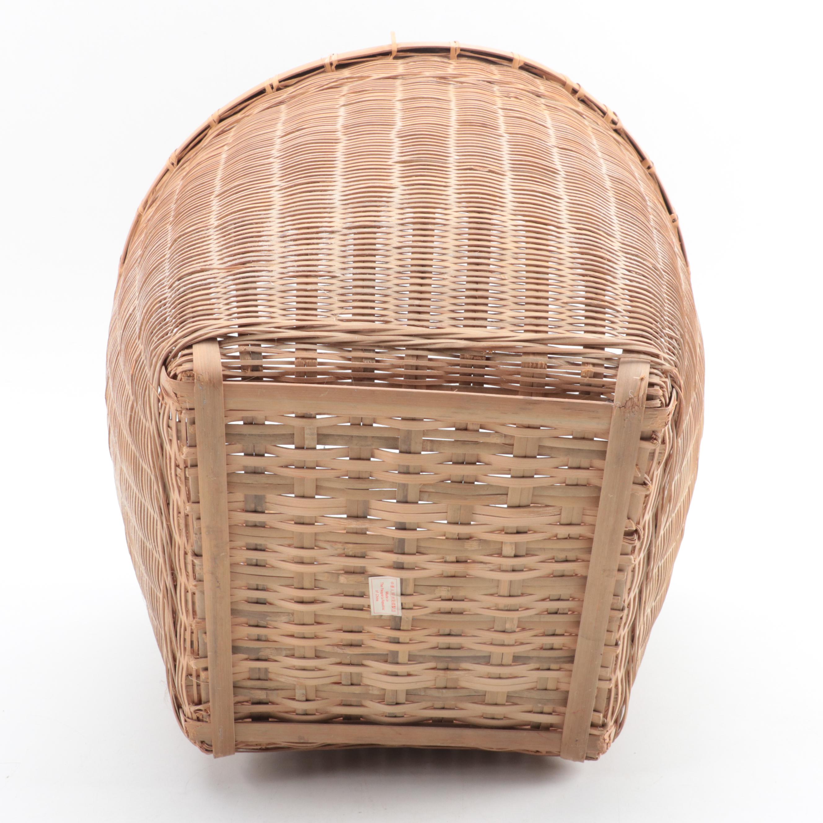 Dyed Split Bamboo Woven Picnic Basket With Rattan Basket