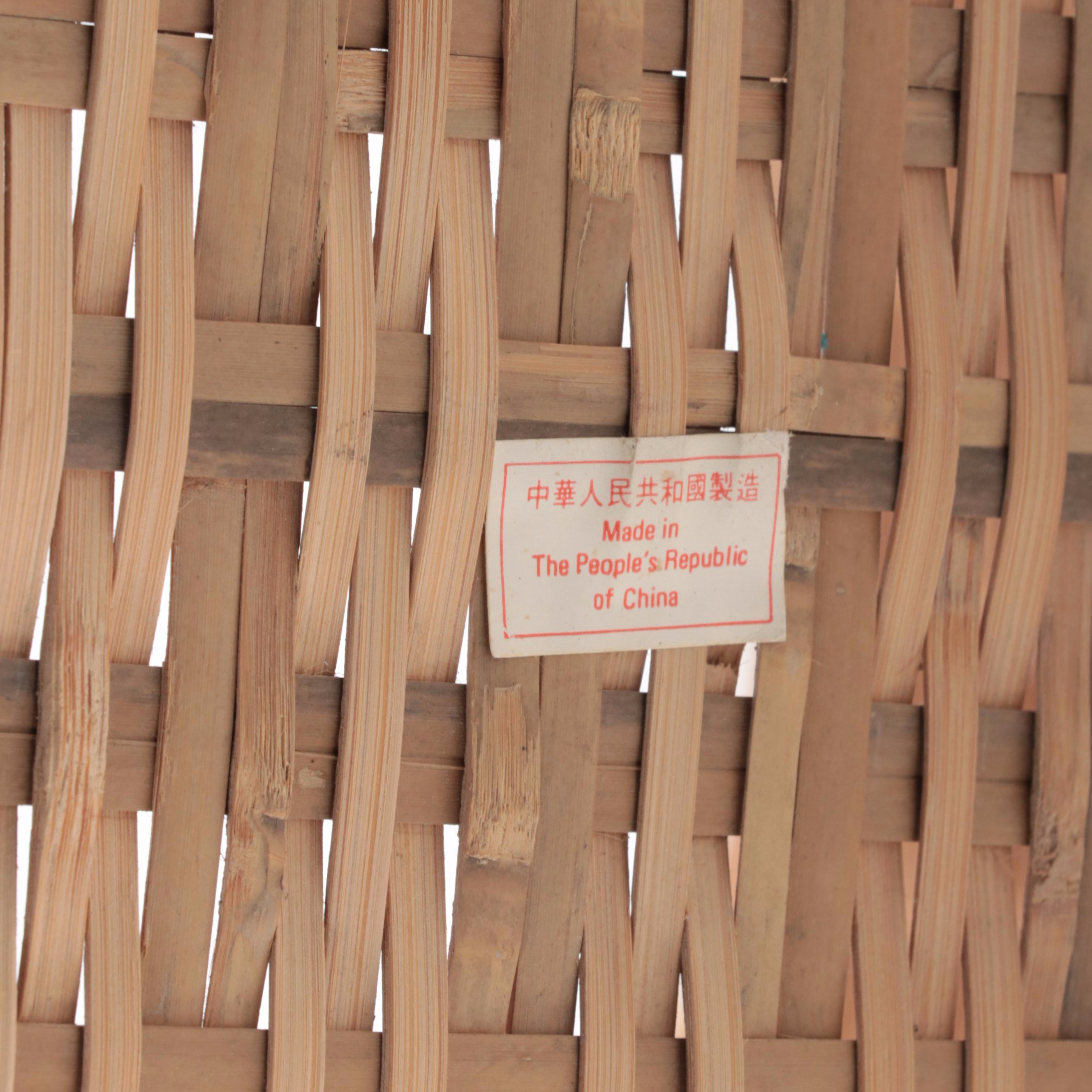 Dyed Split Bamboo Woven Picnic Basket With Rattan Basket