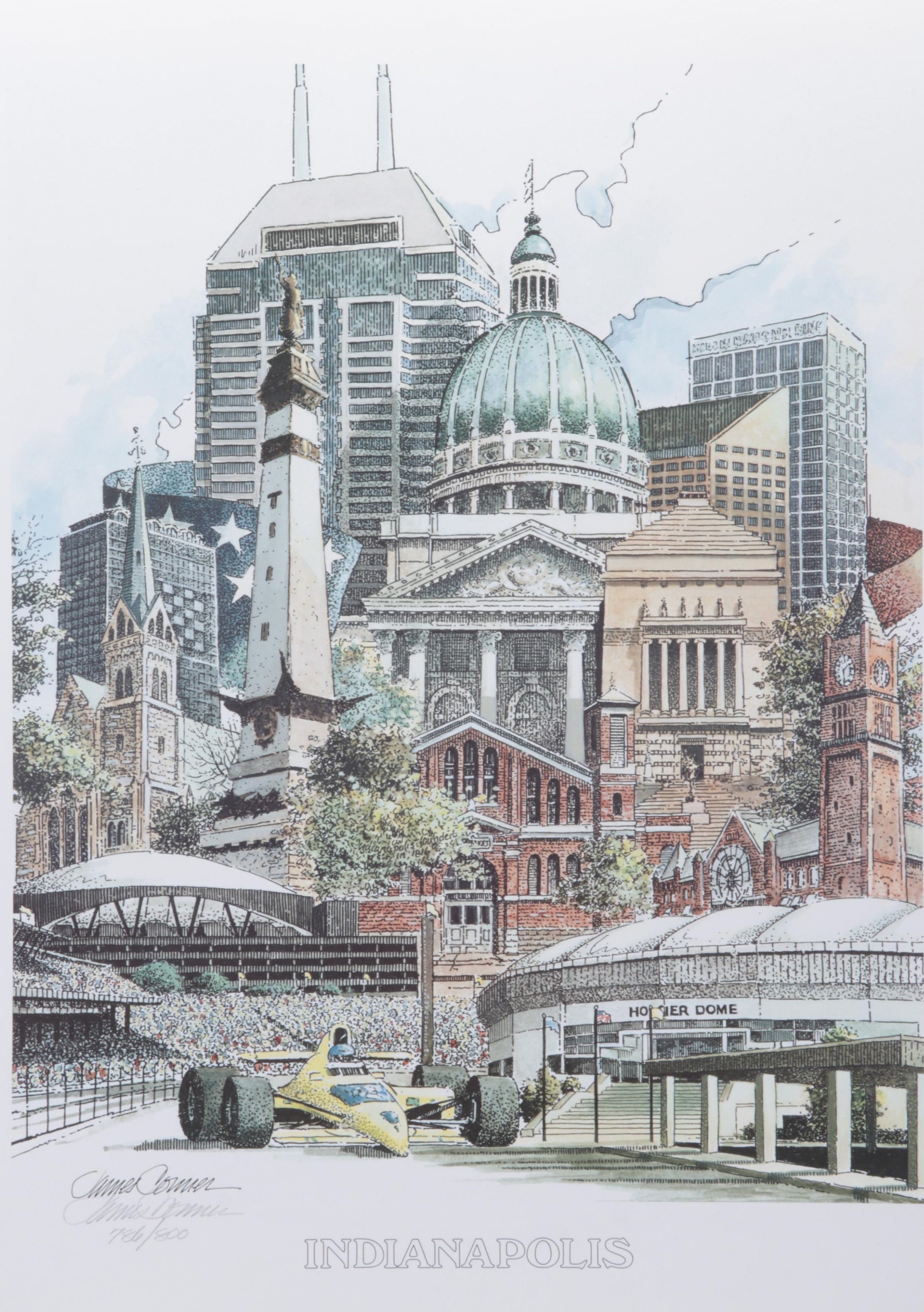 James Corner Offset Lithograph "Indianapolis," 21st Century