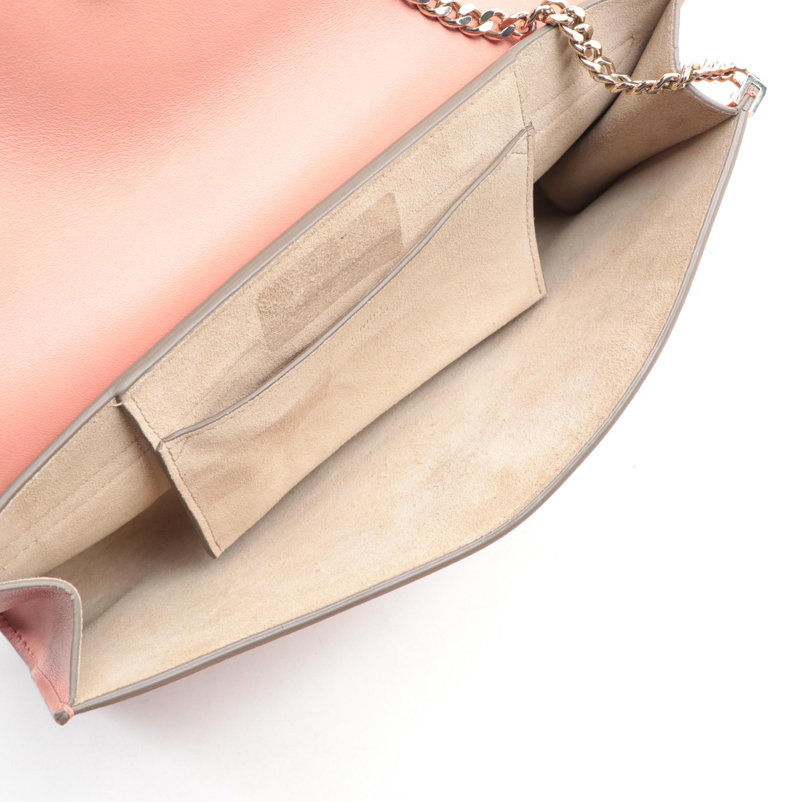 Chloé Faye Clutch in Smooth Calfskin Leather and Suede