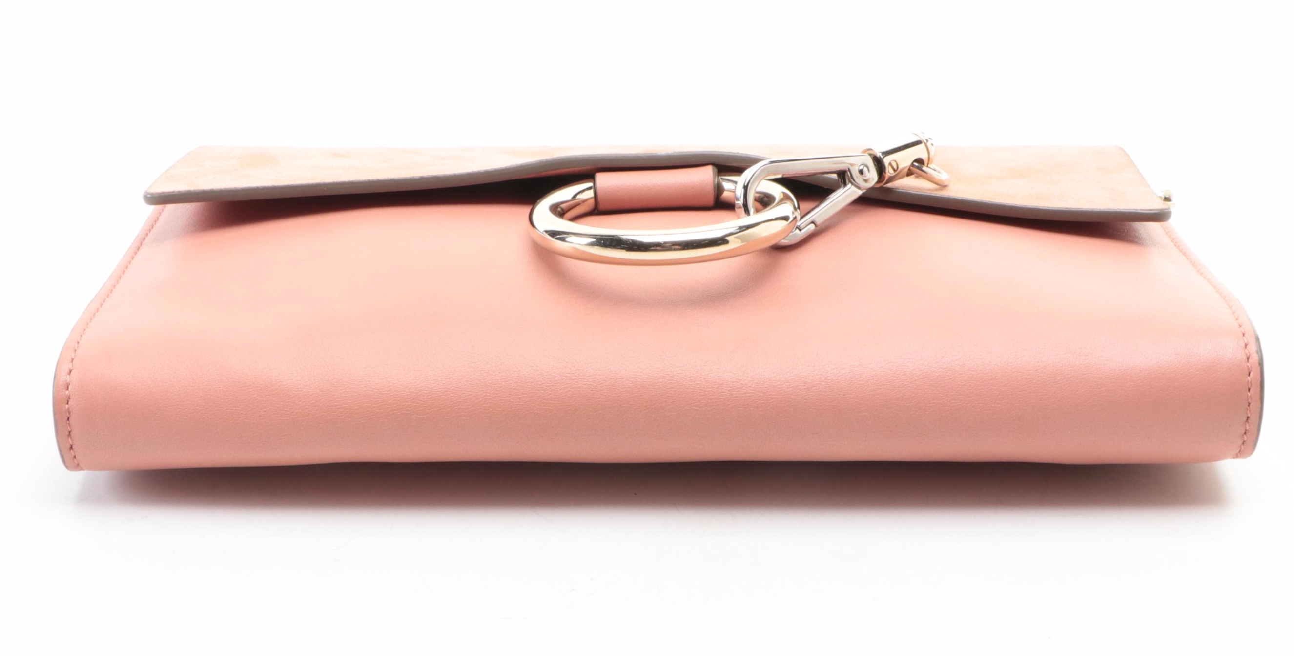 Chloé Faye Clutch in Smooth Calfskin Leather and Suede