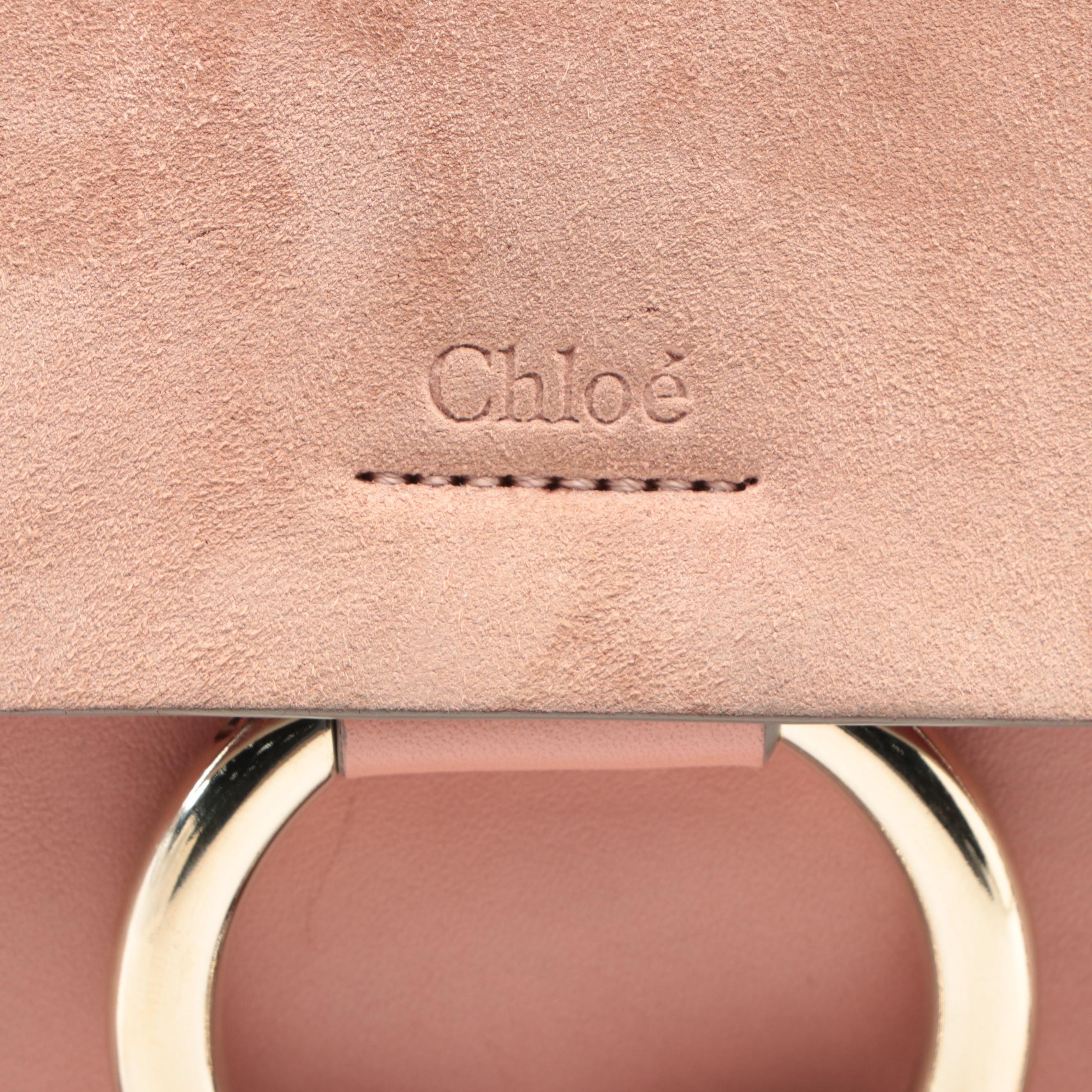 Chloé Faye Clutch in Smooth Calfskin Leather and Suede