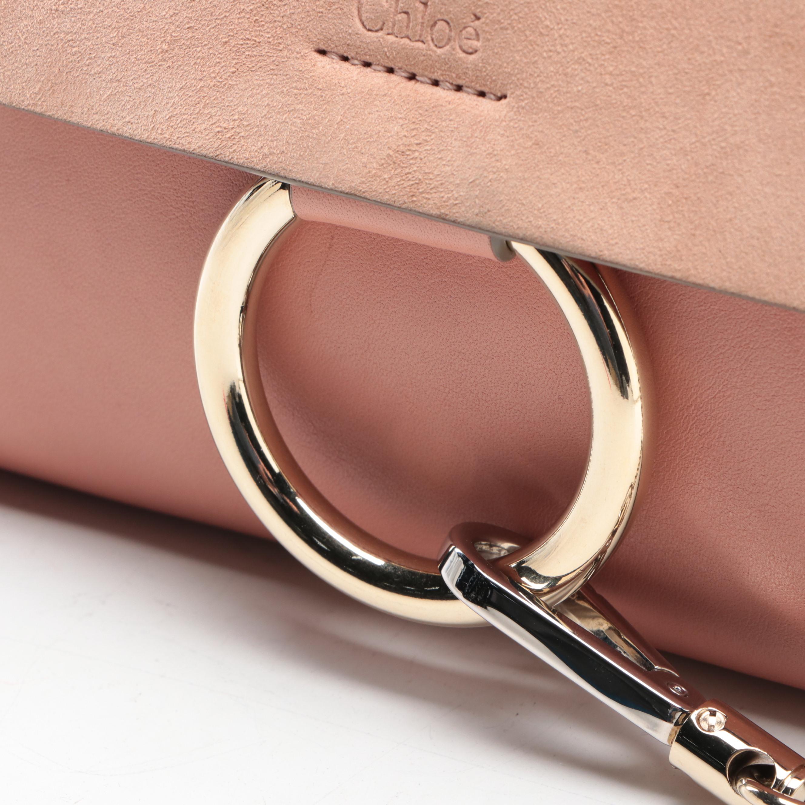 Chloé Faye Clutch in Smooth Calfskin Leather and Suede