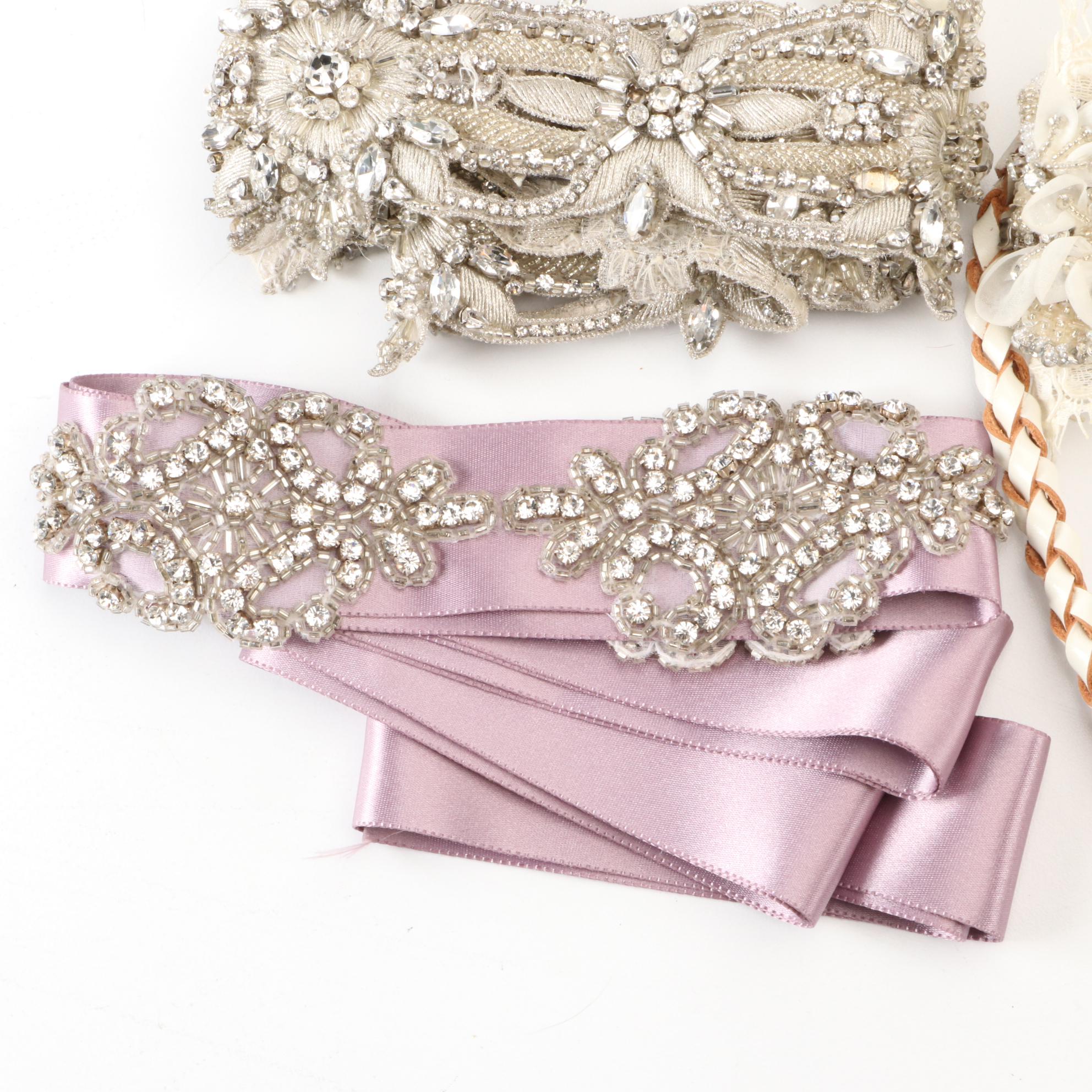 Anne Barge and Ossai Crystal Embellished Gown Sashes with Other Belts