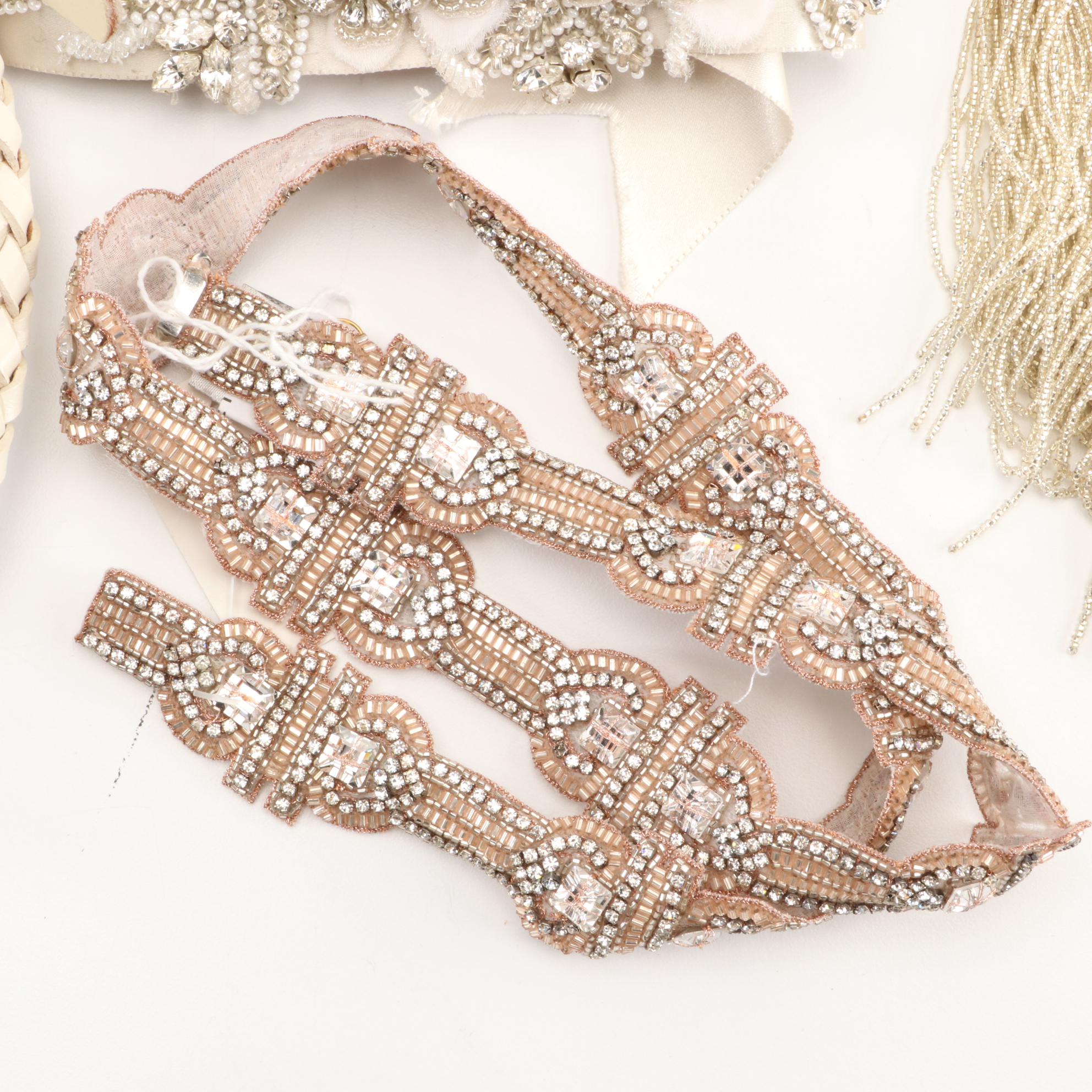 Anne Barge and Ossai Crystal Embellished Gown Sashes with Other Belts