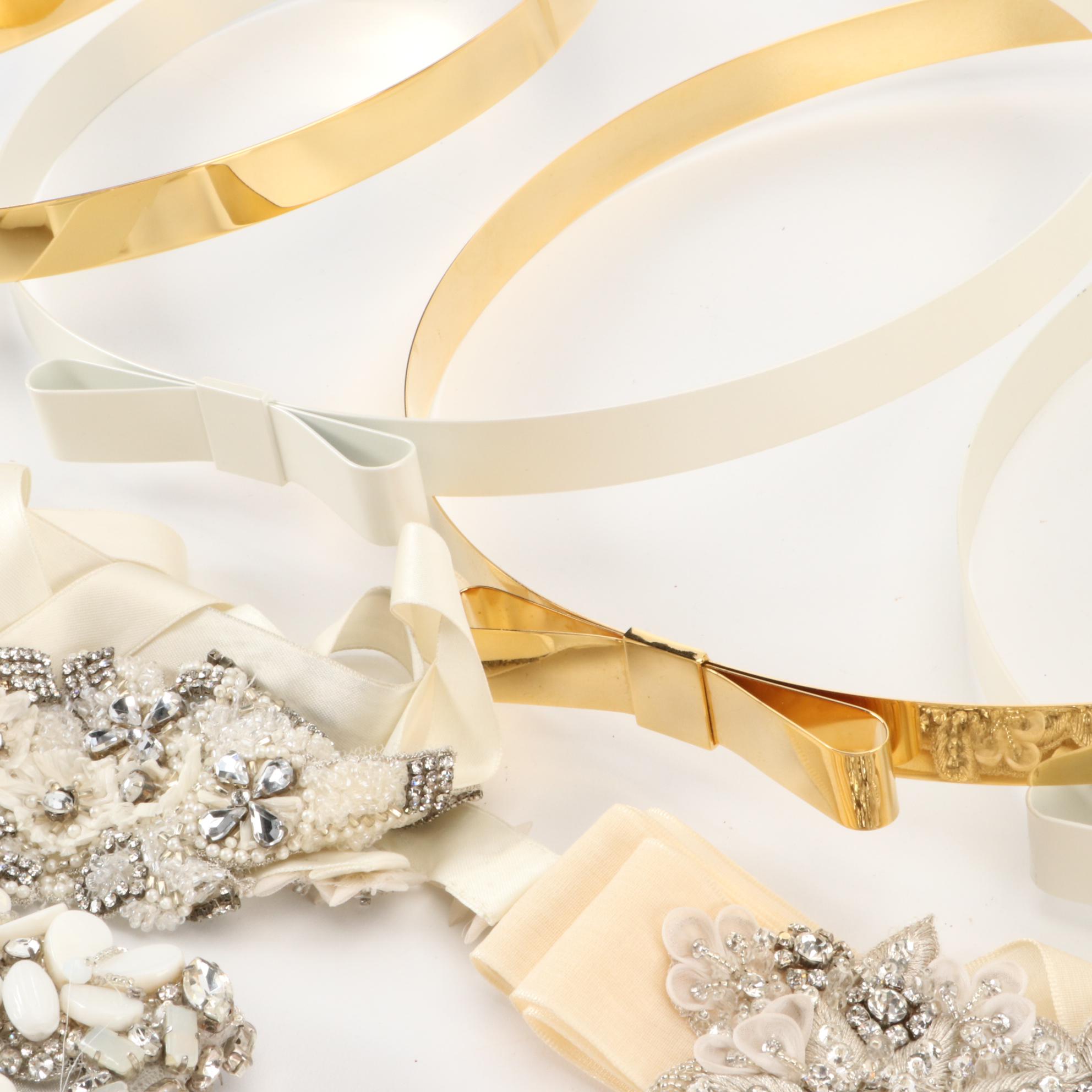 Anne Barge and Ossai Crystal Embellished Gown Sashes with Other Belts