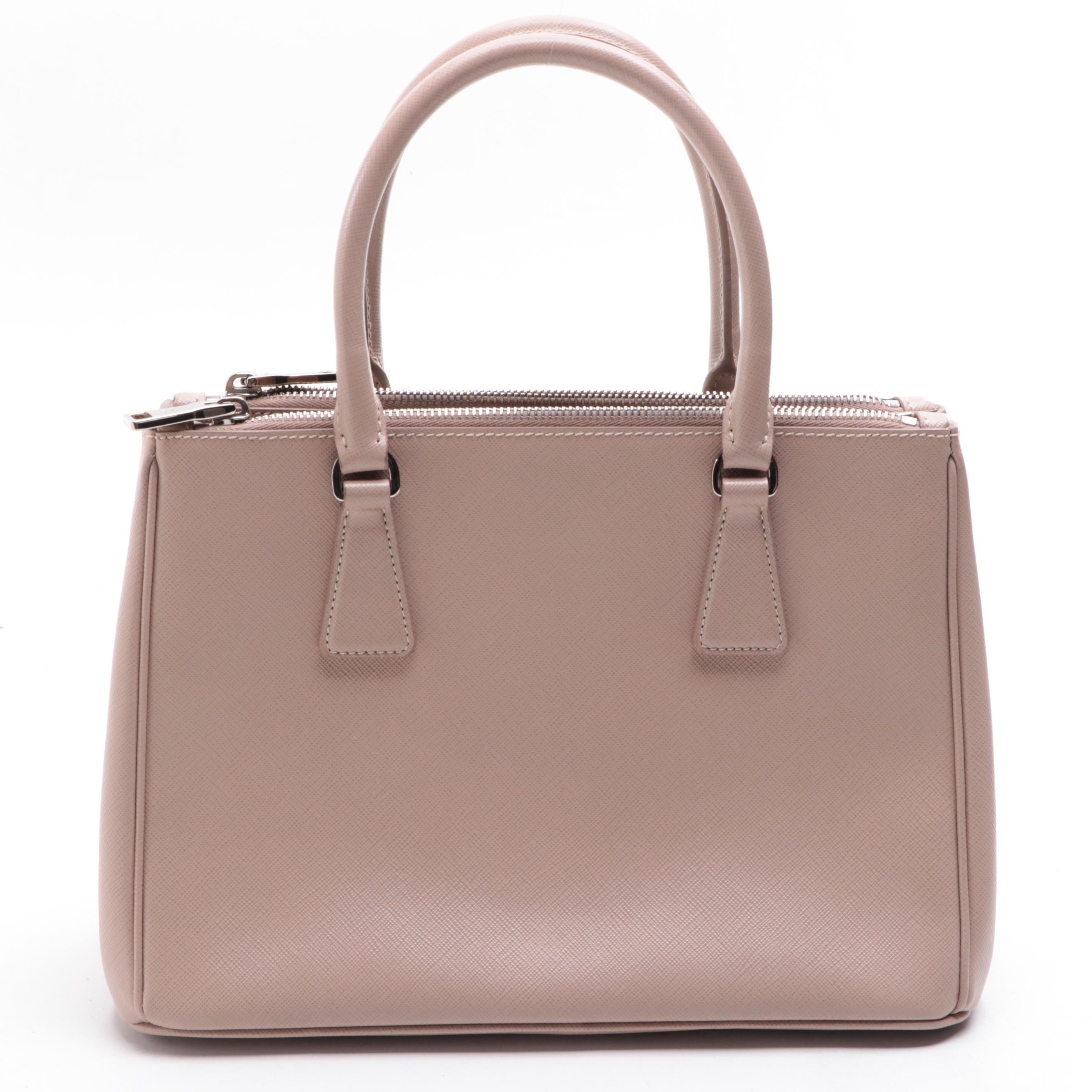 Prada Sound Lock  Double Zip Handbag in Saffiano Lux Leather