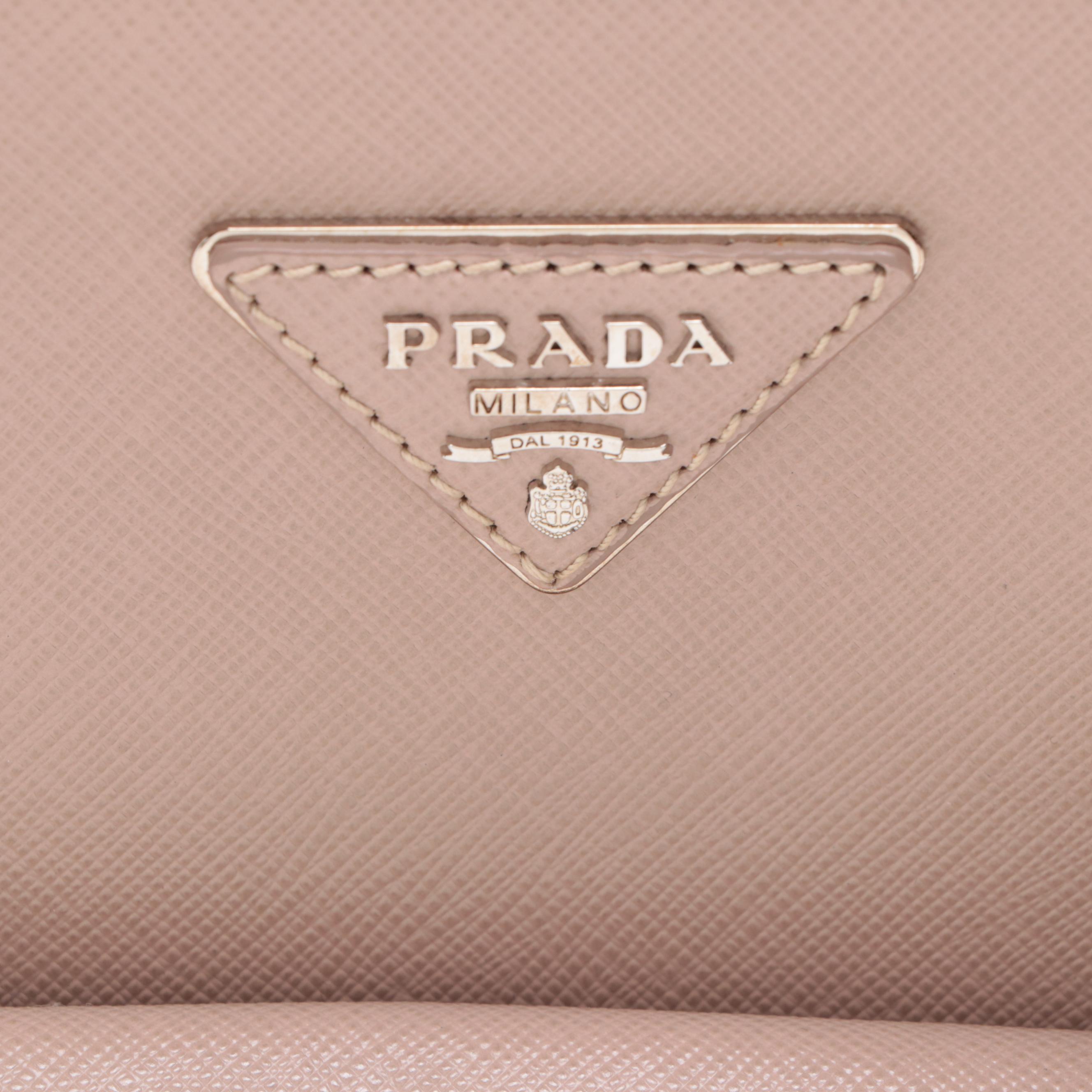 Prada Sound Lock  Double Zip Handbag in Saffiano Lux Leather