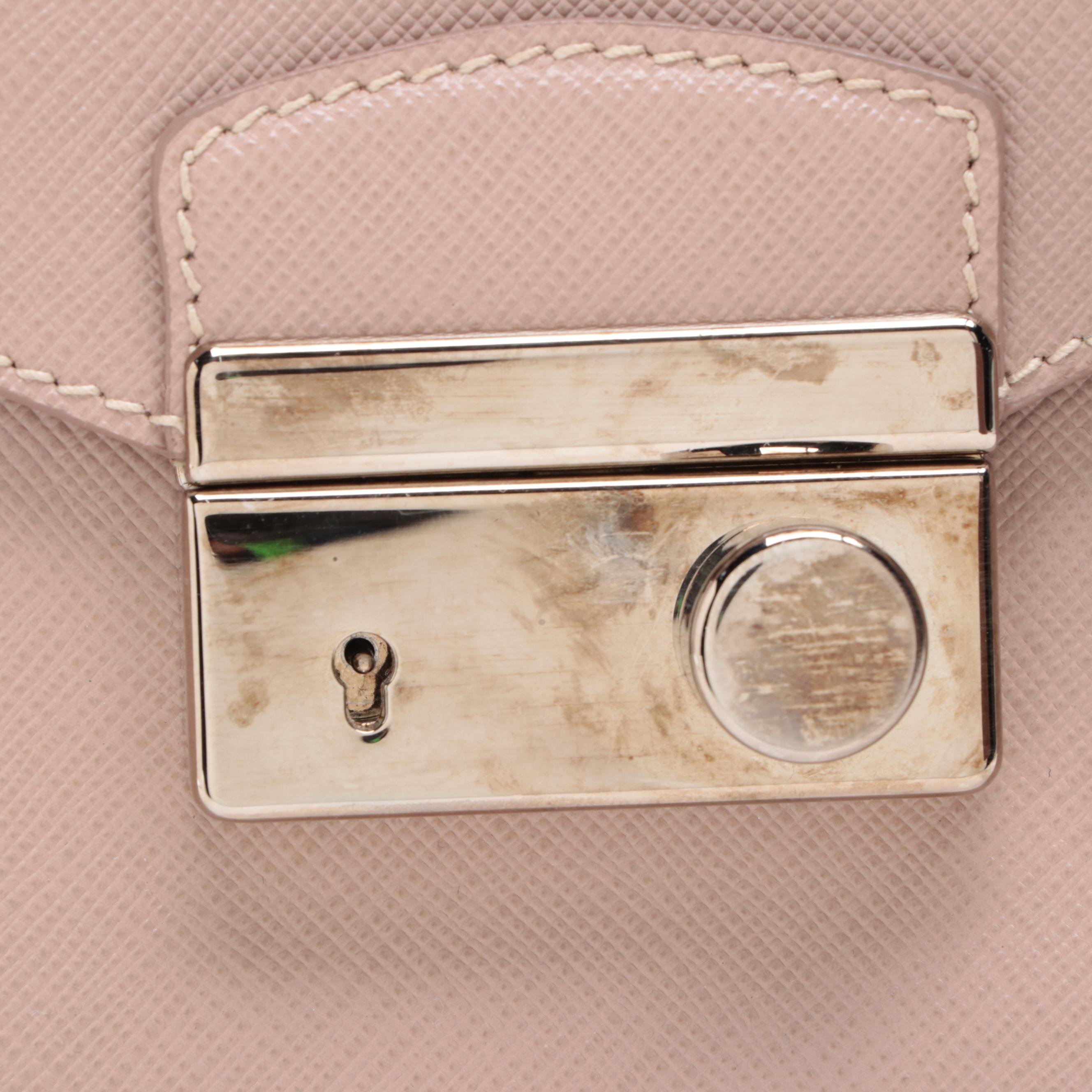 Prada Sound Lock  Double Zip Handbag in Saffiano Lux Leather