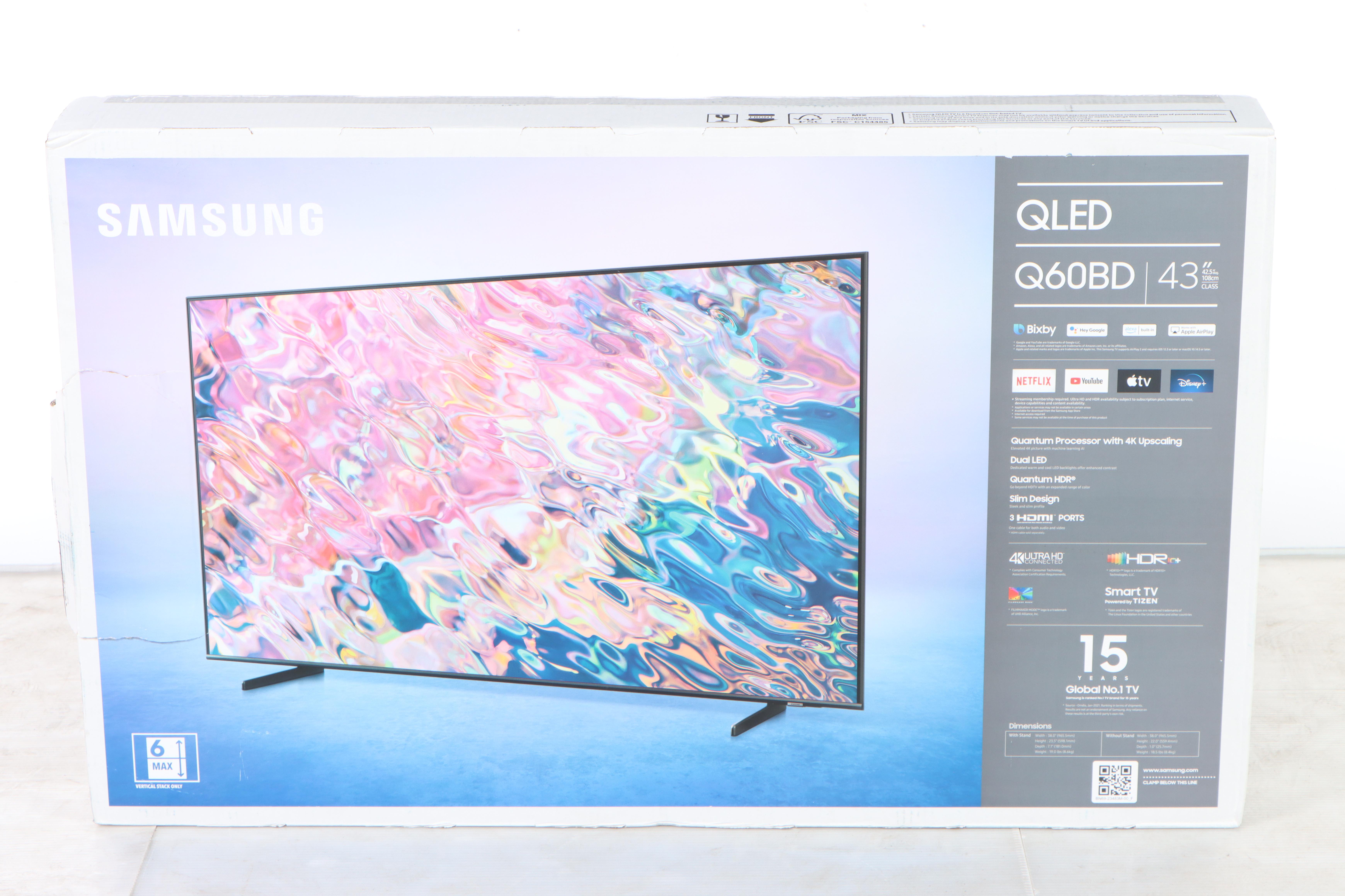 Samsung 43" Class Q60B-Series QLED 4K Smart TV with Member's Mark Wall Mount