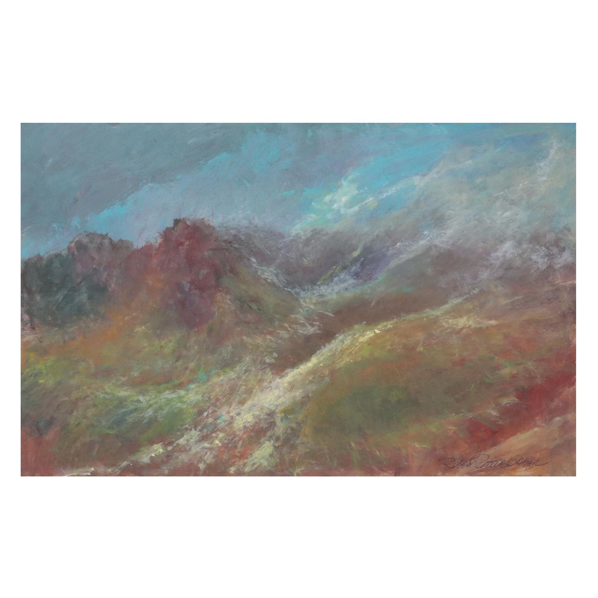 Robert Riddle Baker Acrylic Painting "Sun Spilling on Valley Floor #2"