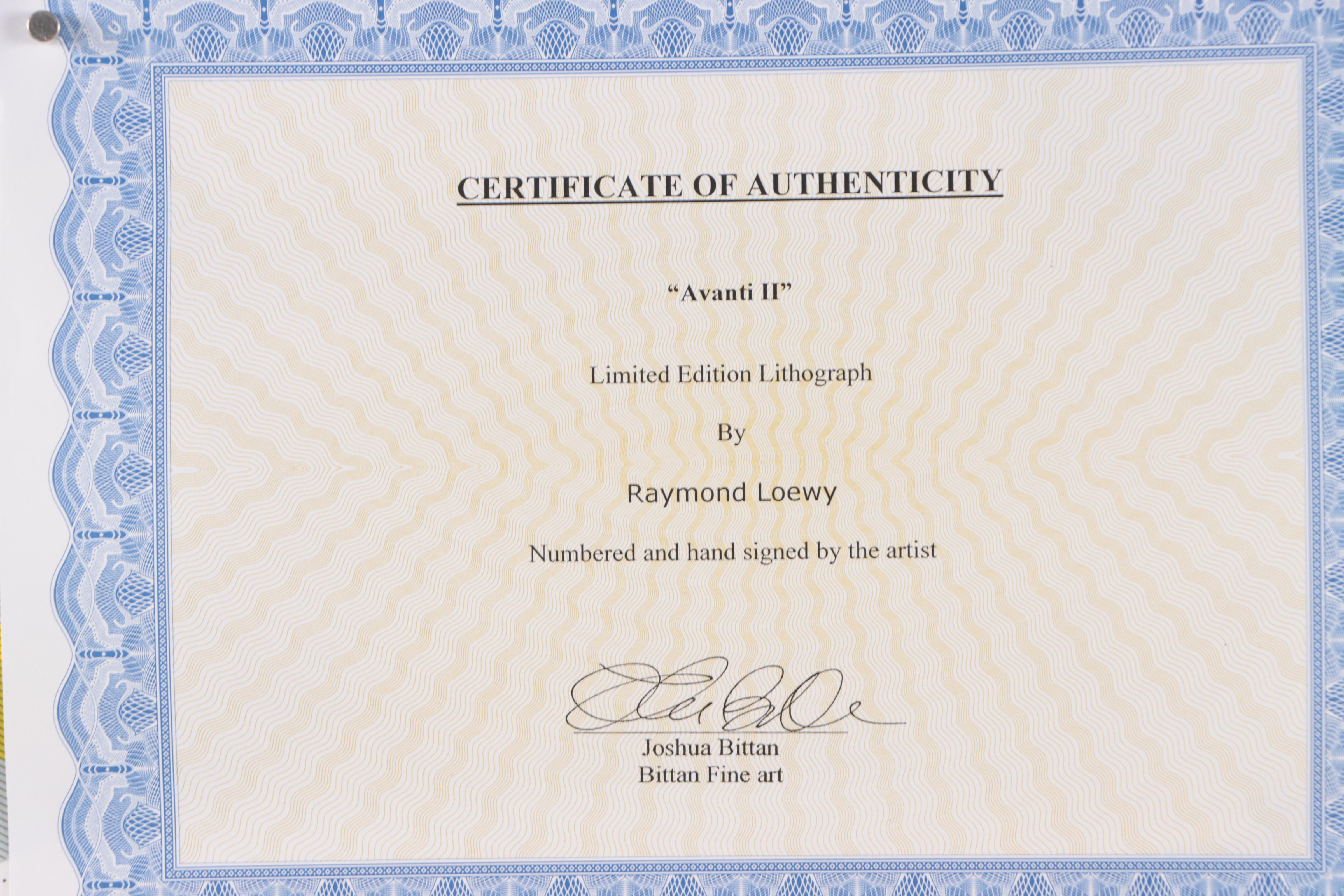 Raymond Loewy Lithograph "Avanti II"