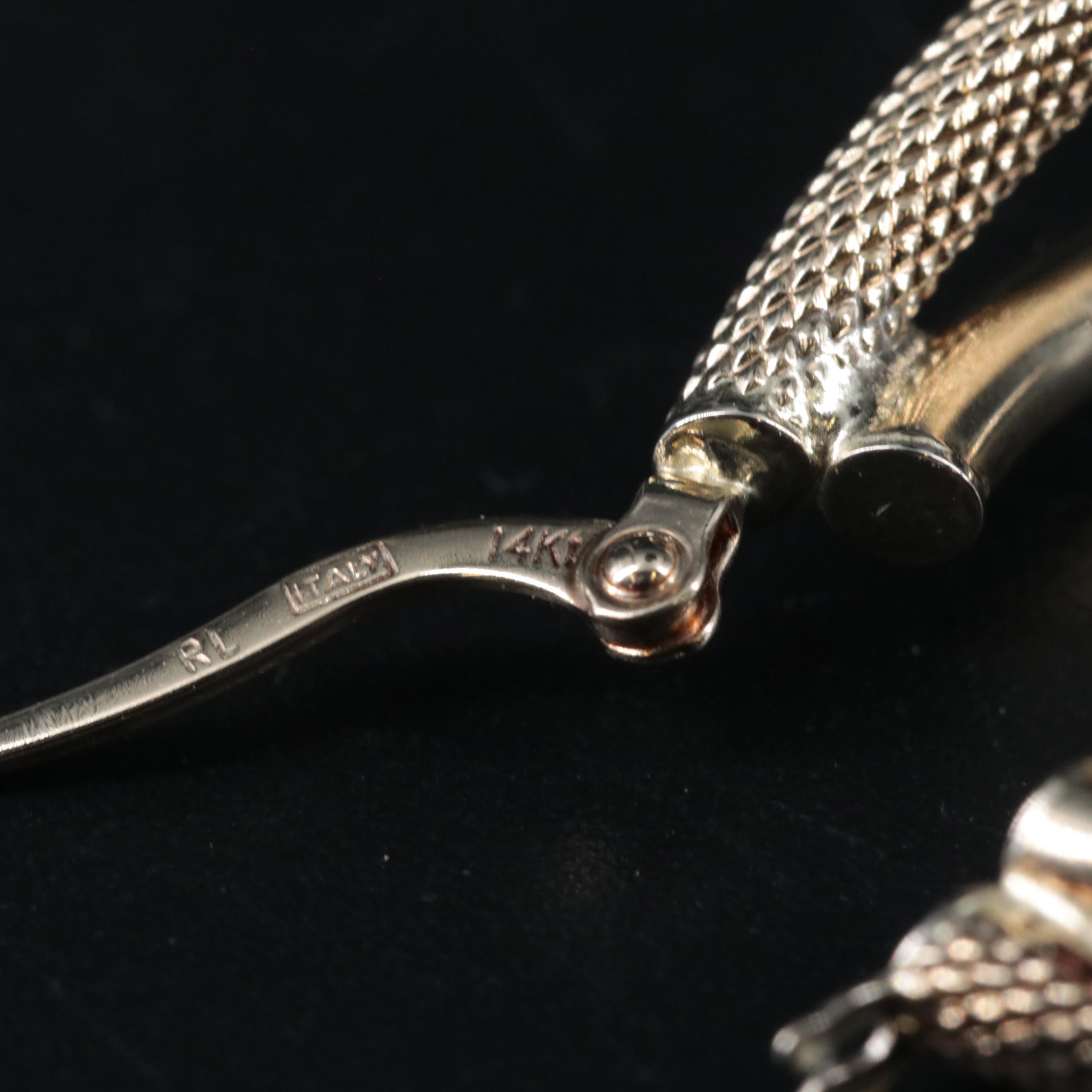 14K Textured and Polished Double Hoop Earrings