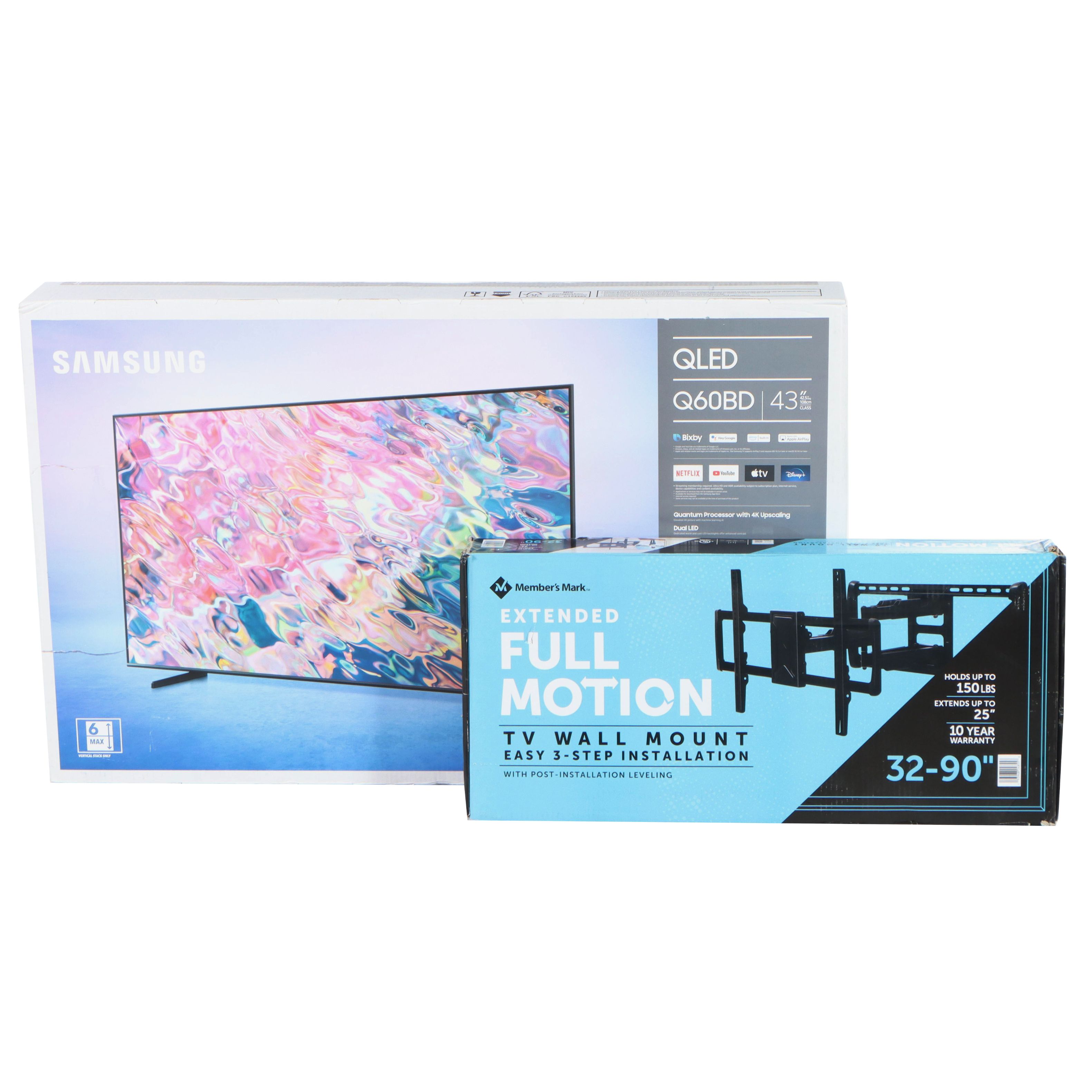 Samsung 43" Class Q60B-Series QLED 4K Smart TV with Member's Mark Wall Mount